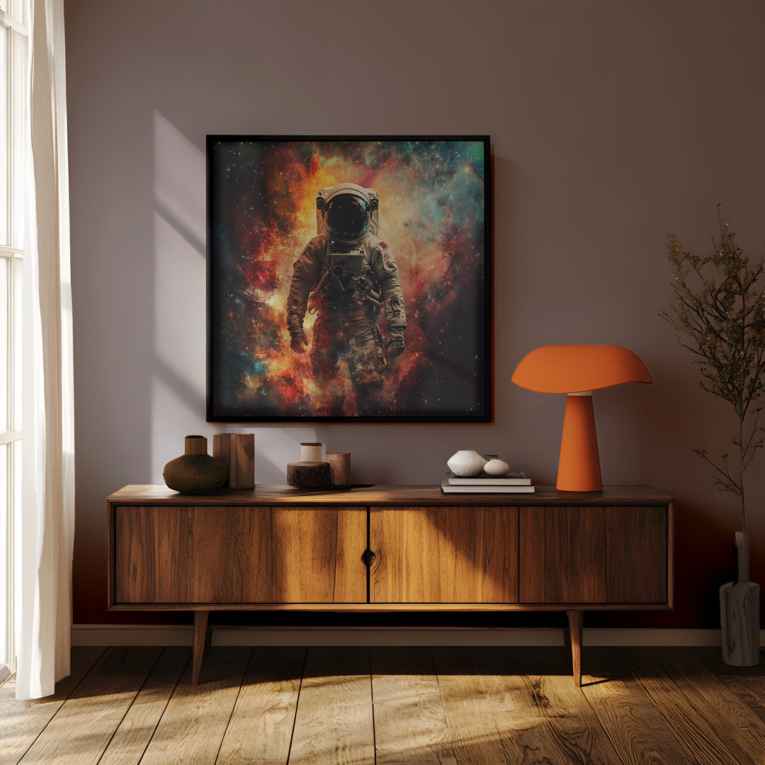 „COSMIC DRIFTER“ – Allein im All - Gerahmtes Poster