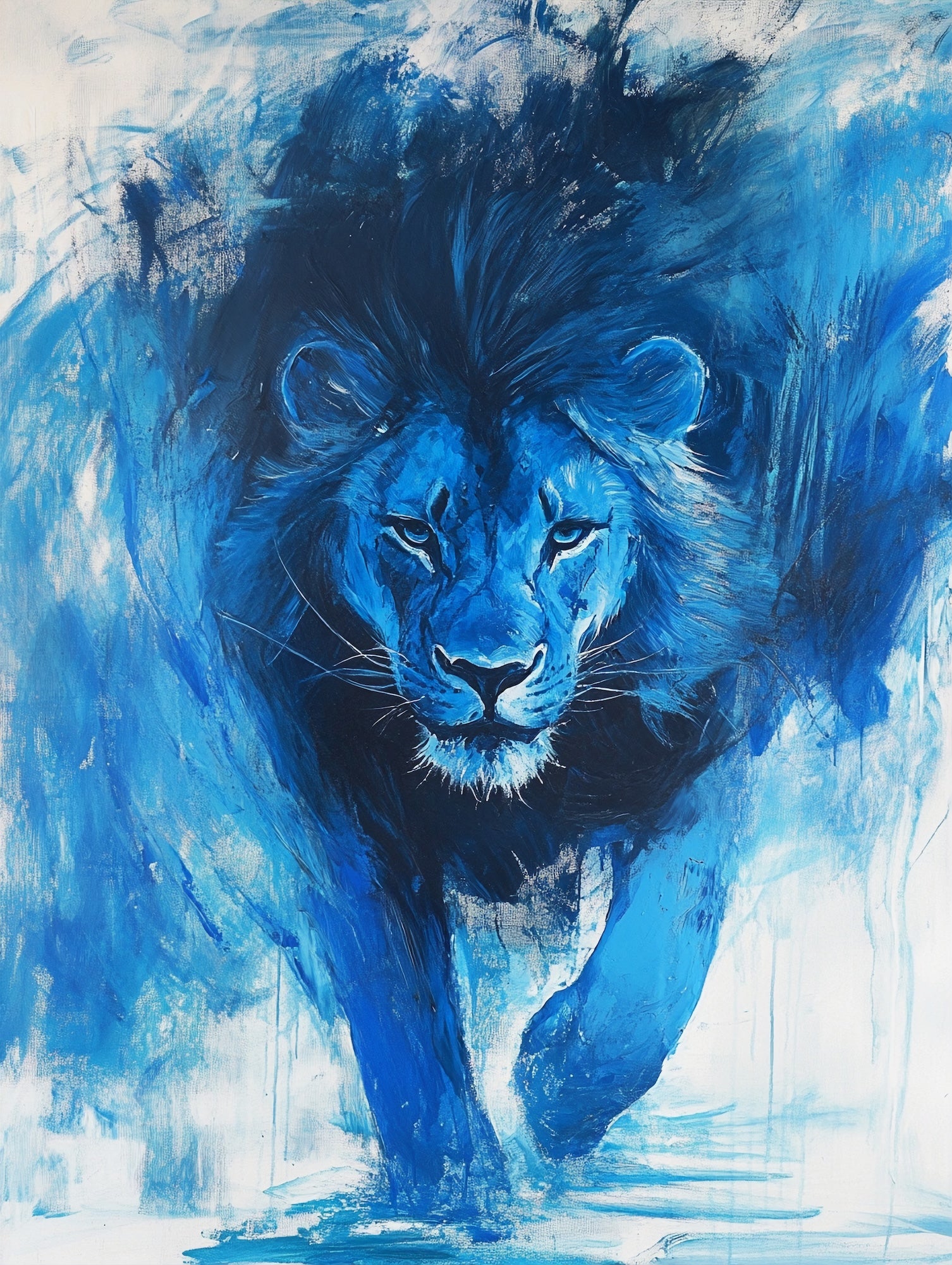 „König in Blau“ – Ausdrucksstarke Löwenkraft - Poster