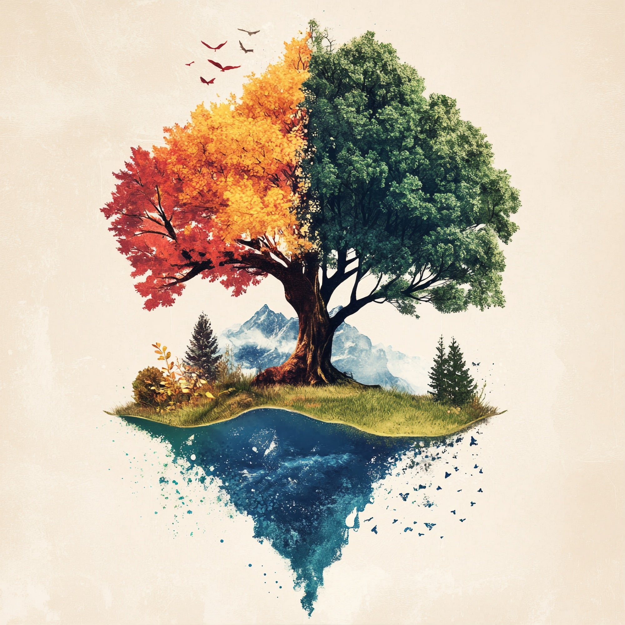 „SEASONS WITHIN“ – Der Baum des Wandels - Leinwand