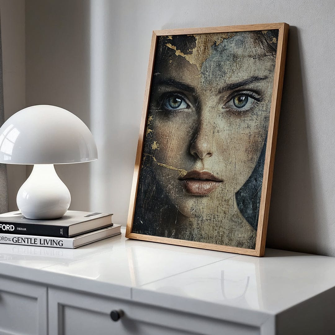 Alivia-Arts FADING ICON – Schönheit in Schichten - Gerahmtes Poster