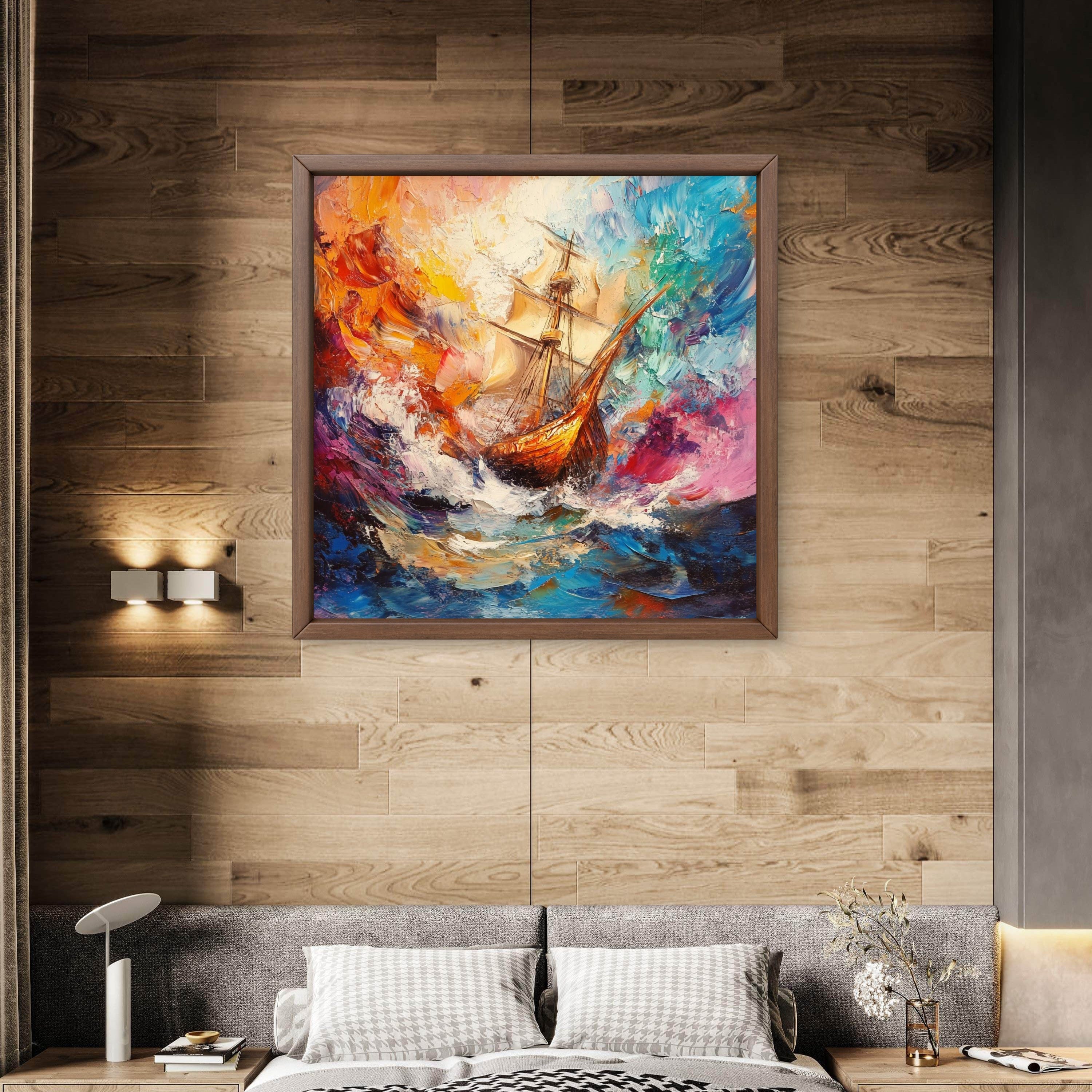 Alivia-Arts FARBEN DER SEE – Segeln durch das Unbekannte - Gerahmte Leinwand