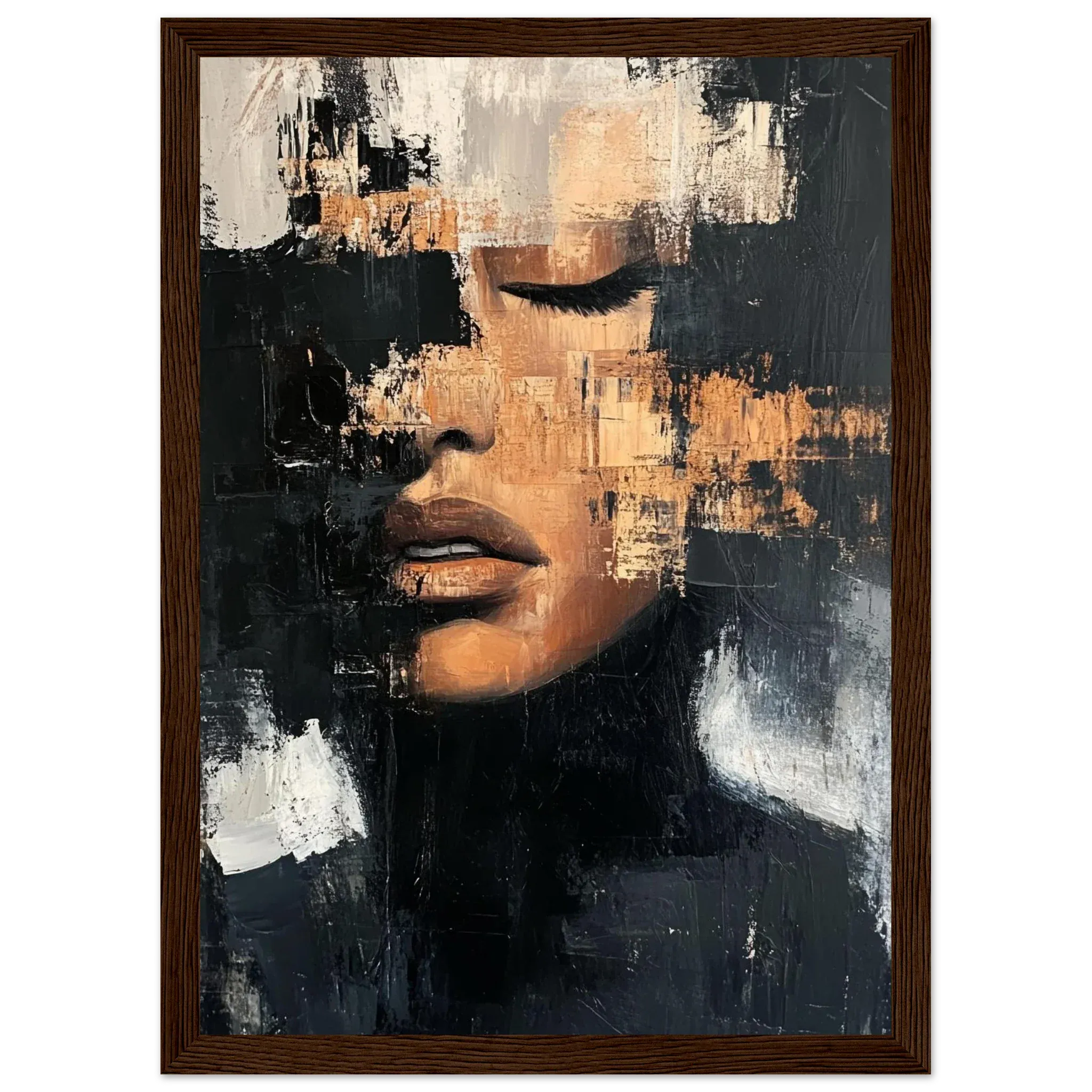 Alivia-Arts FRAGMENT DER STILLE - Abstraktes Frauenportrait - Gerahmtes Poster