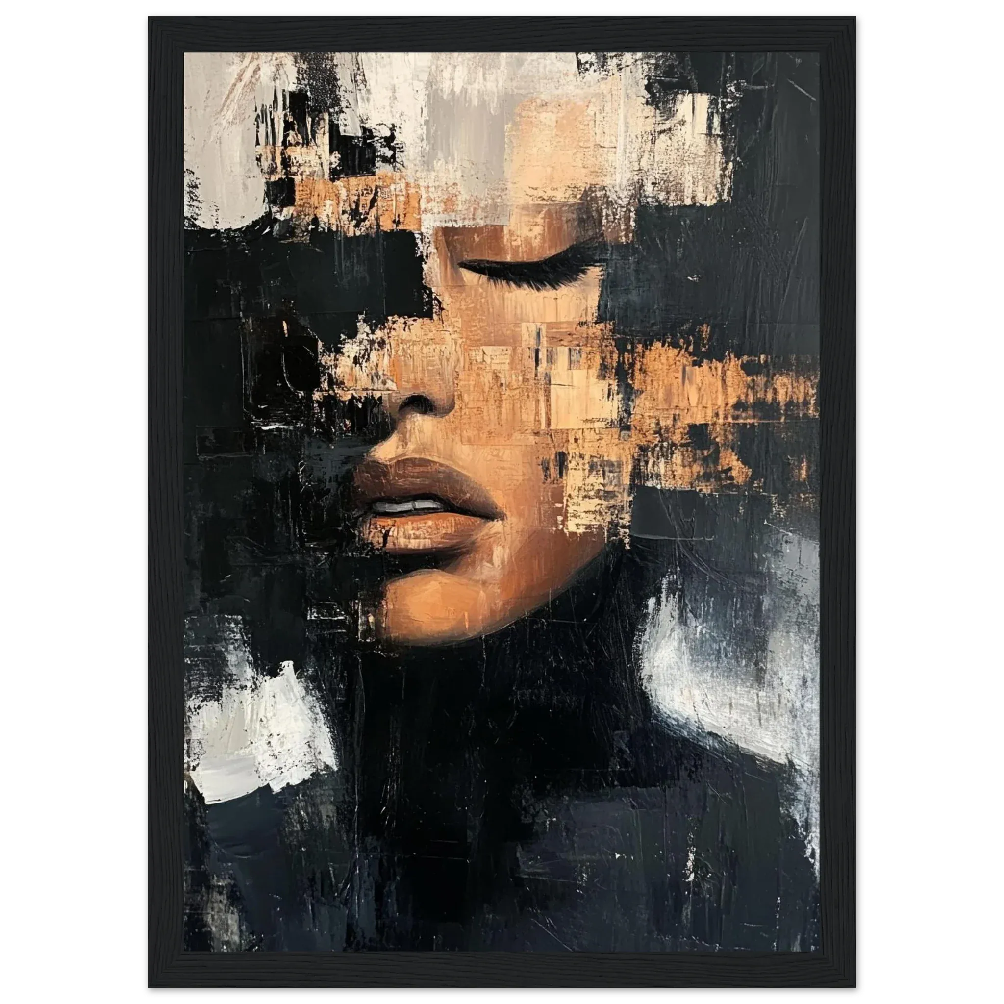 Alivia-Arts FRAGMENT DER STILLE - Abstraktes Frauenportrait - Gerahmtes Poster