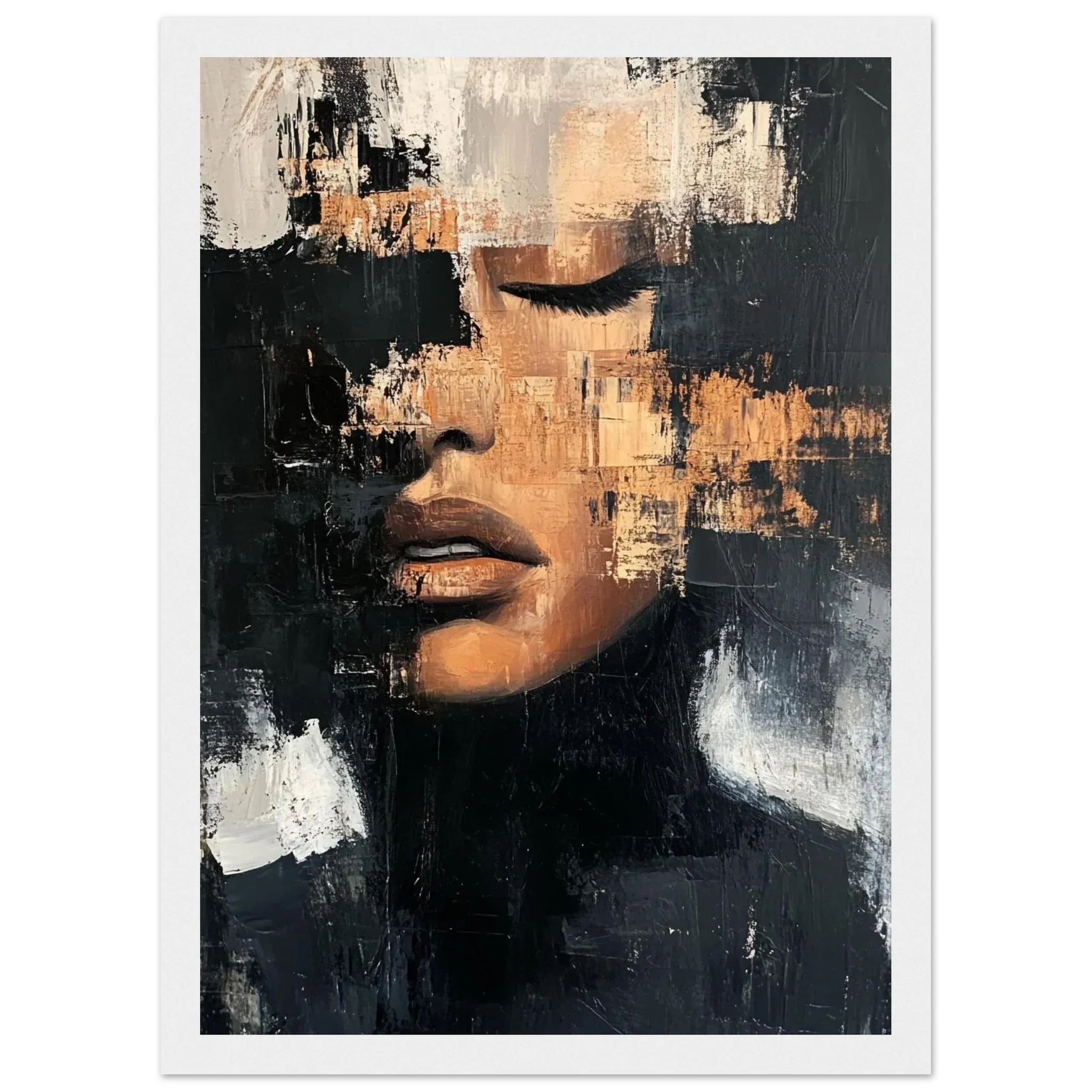 Alivia-Arts FRAGMENT DER STILLE - Abstraktes Frauenportrait - Gerahmtes Poster