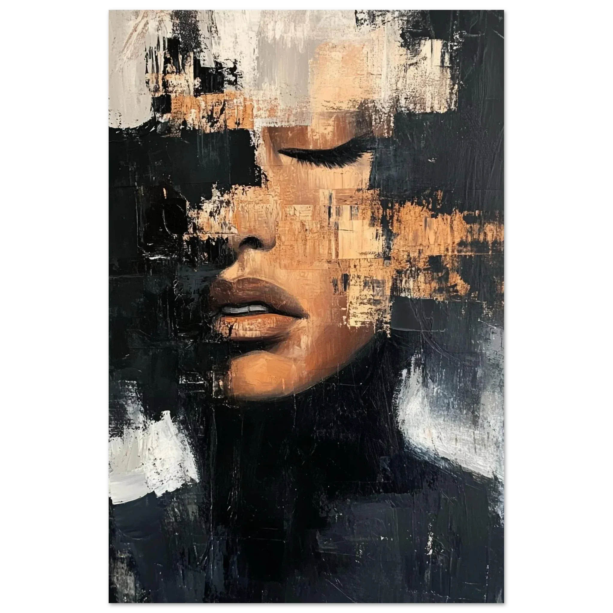 Alivia-Arts FRAGMENT DER STILLE - Abstraktes Frauenportrait - Poster