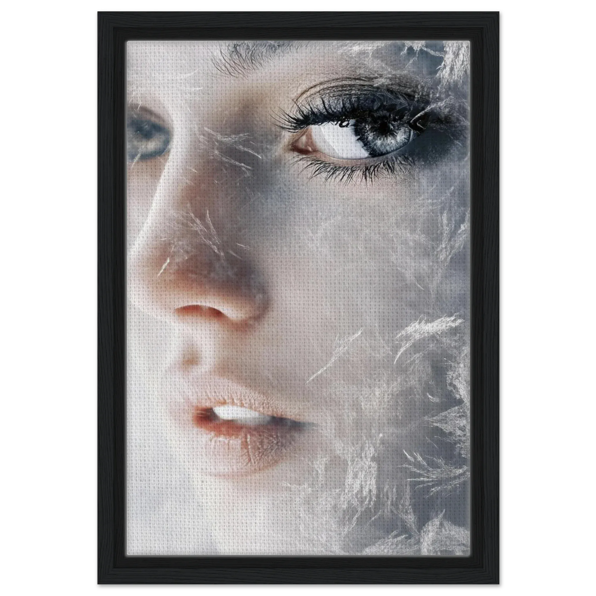 Alivia-Arts FROSTED GAZE – Der Blick aus Eis - Gerahmte Leinwand