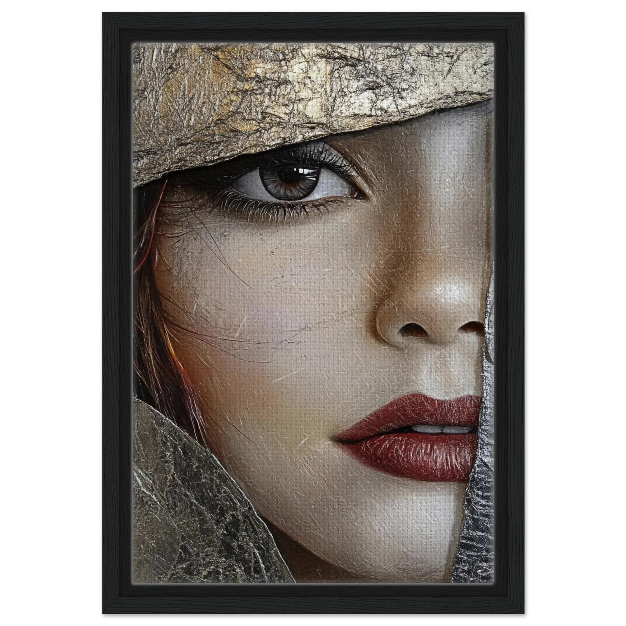 Alivia-Arts GOLDEN GAZE – Blick durch die Zeit - Gerahmte Leinwand