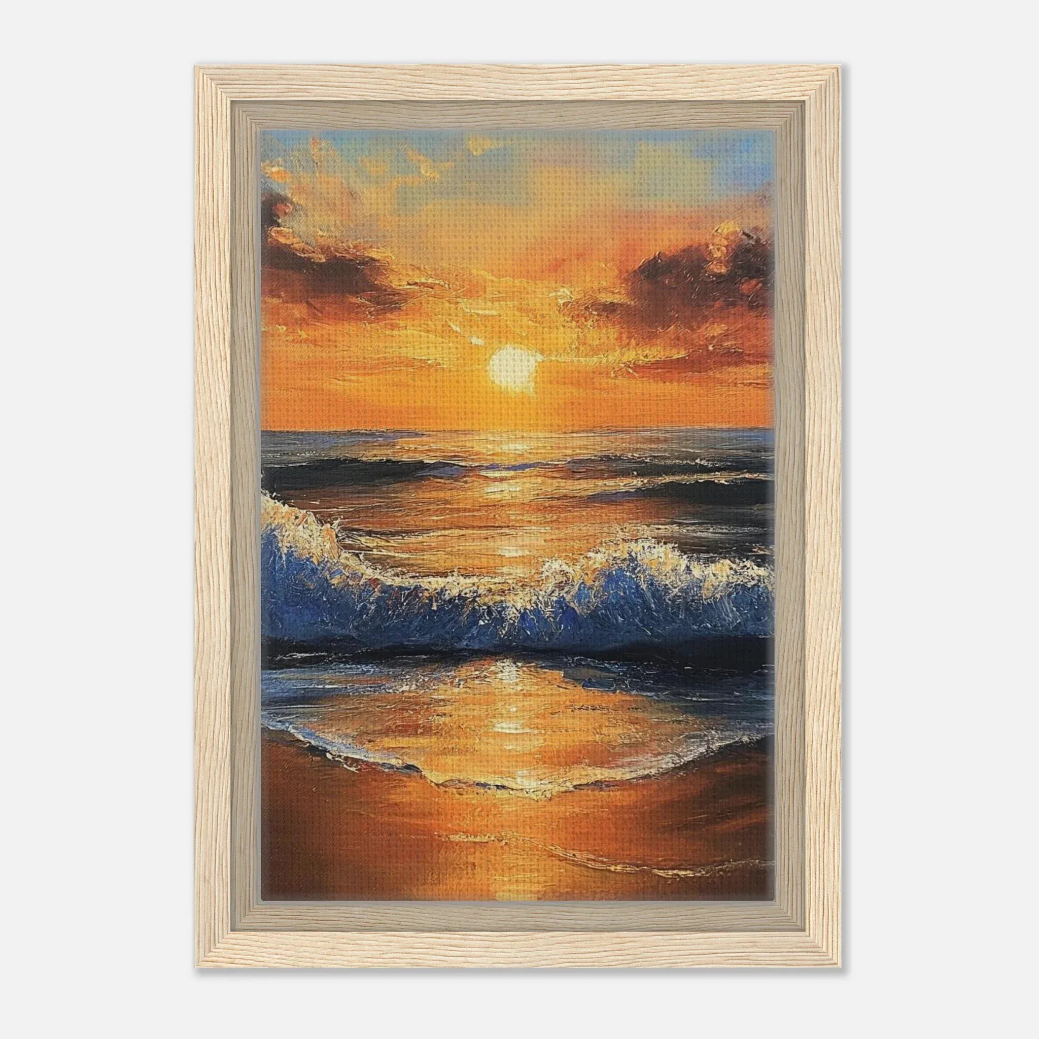 Alivia-Arts GOLDENE RUHE – Sonnenaufgang am Meer - Gerahmte Leinwand