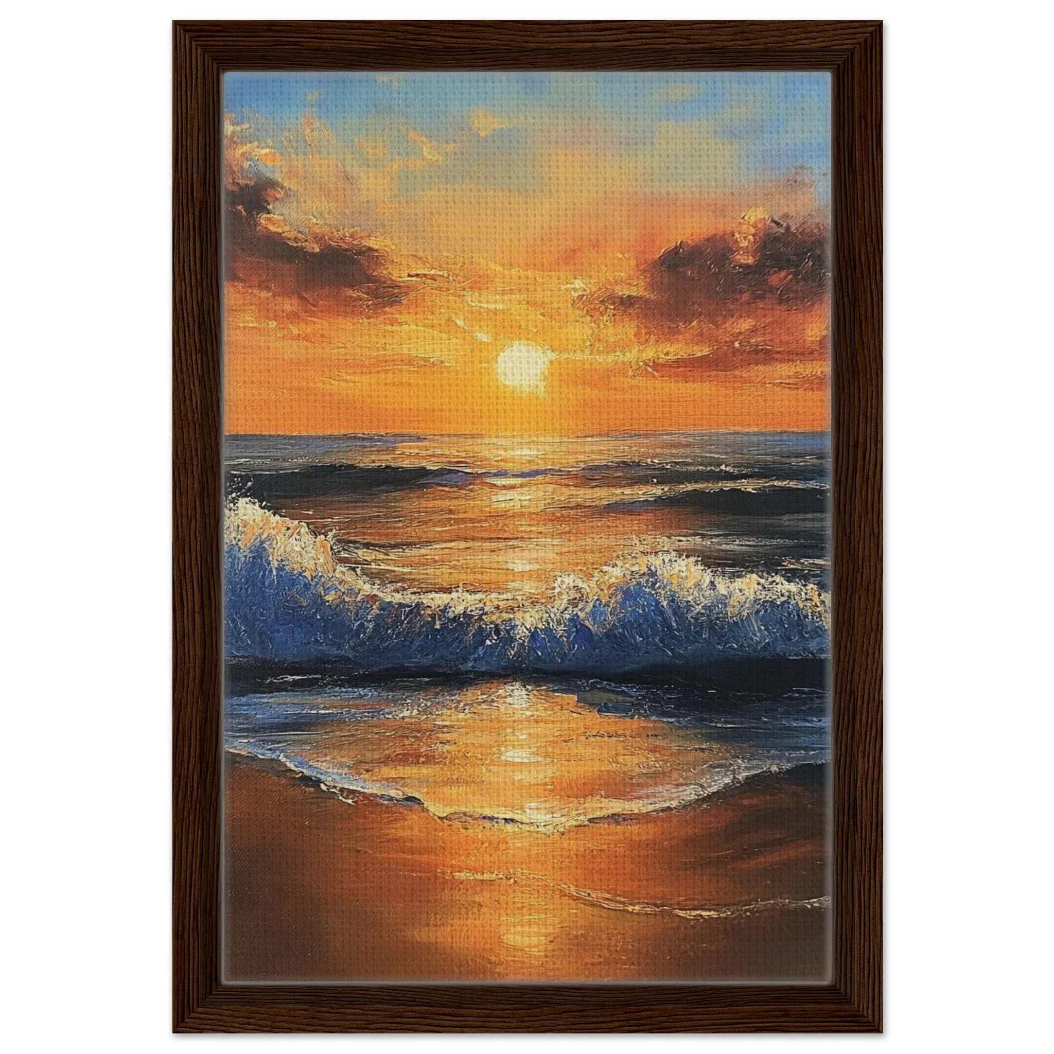 Alivia-Arts GOLDENE RUHE – Sonnenaufgang am Meer - Gerahmte Leinwand