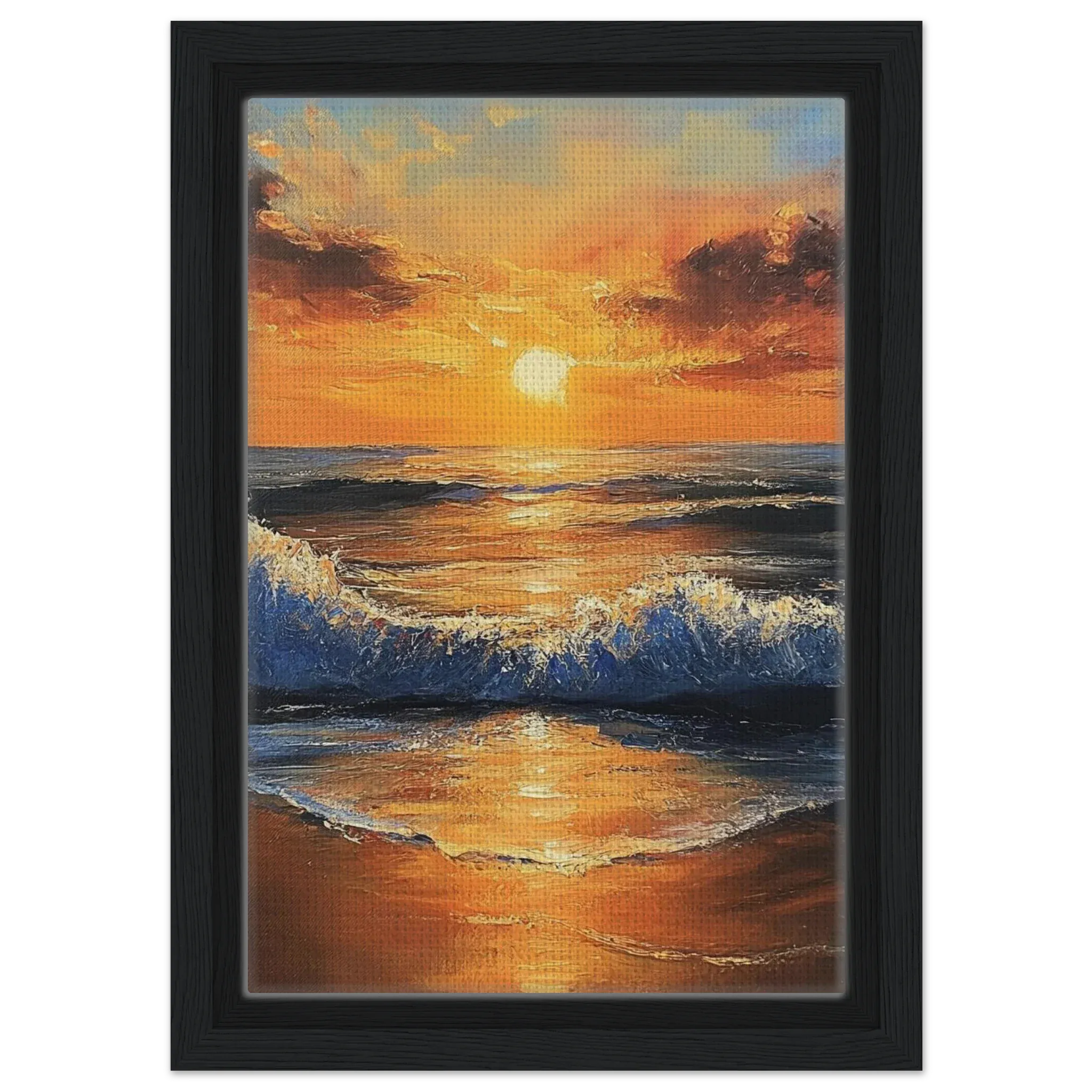 Alivia-Arts GOLDENE RUHE – Sonnenaufgang am Meer - Gerahmte Leinwand
