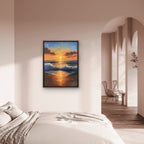 Alivia-Arts GOLDENE RUHE – Sonnenaufgang am Meer - Gerahmtes Poster