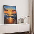 Alivia-Arts GOLDENE RUHE – Sonnenaufgang am Meer - Gerahmtes Poster