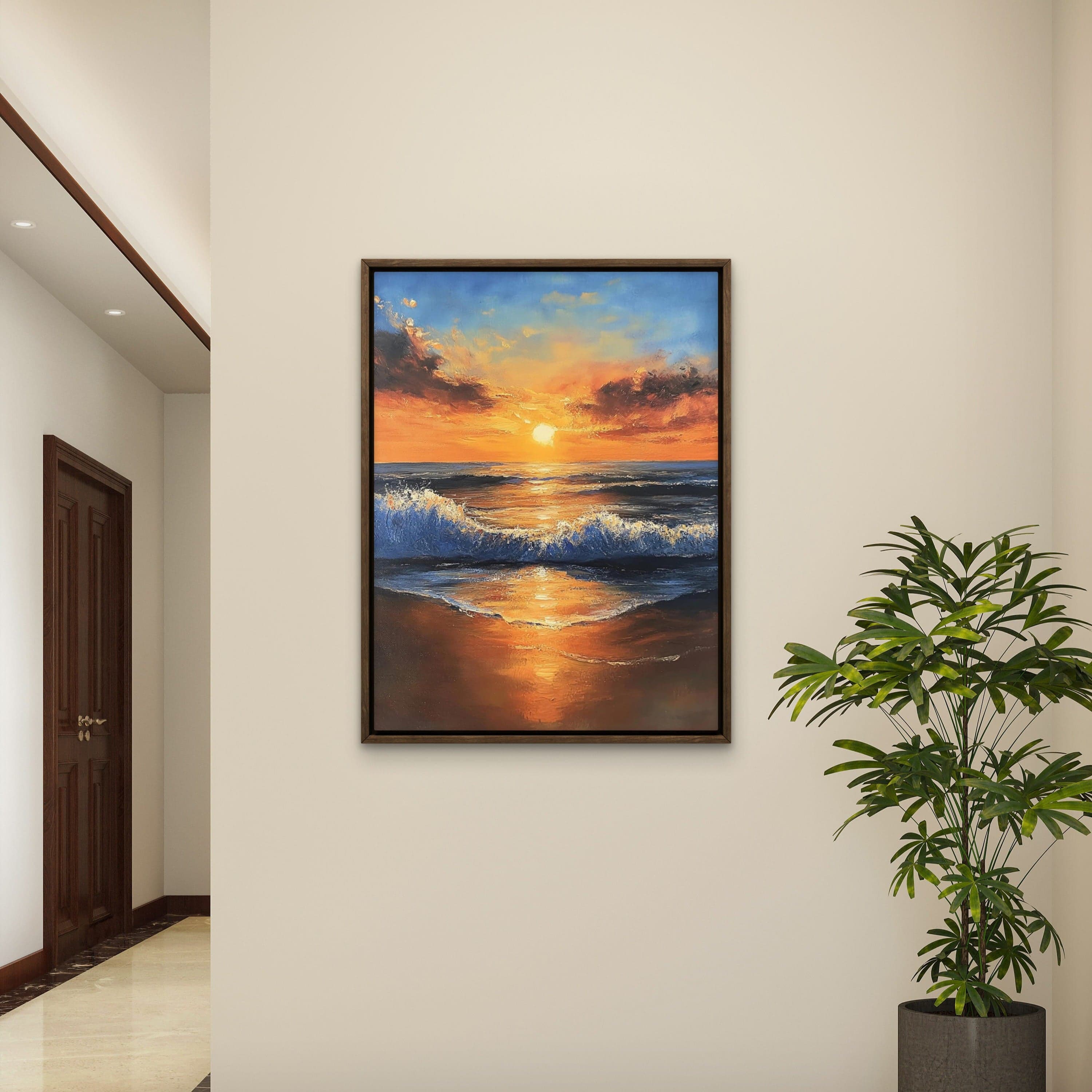 Alivia-Arts GOLDENE RUHE – Sonnenaufgang am Meer - Gerahmtes Poster