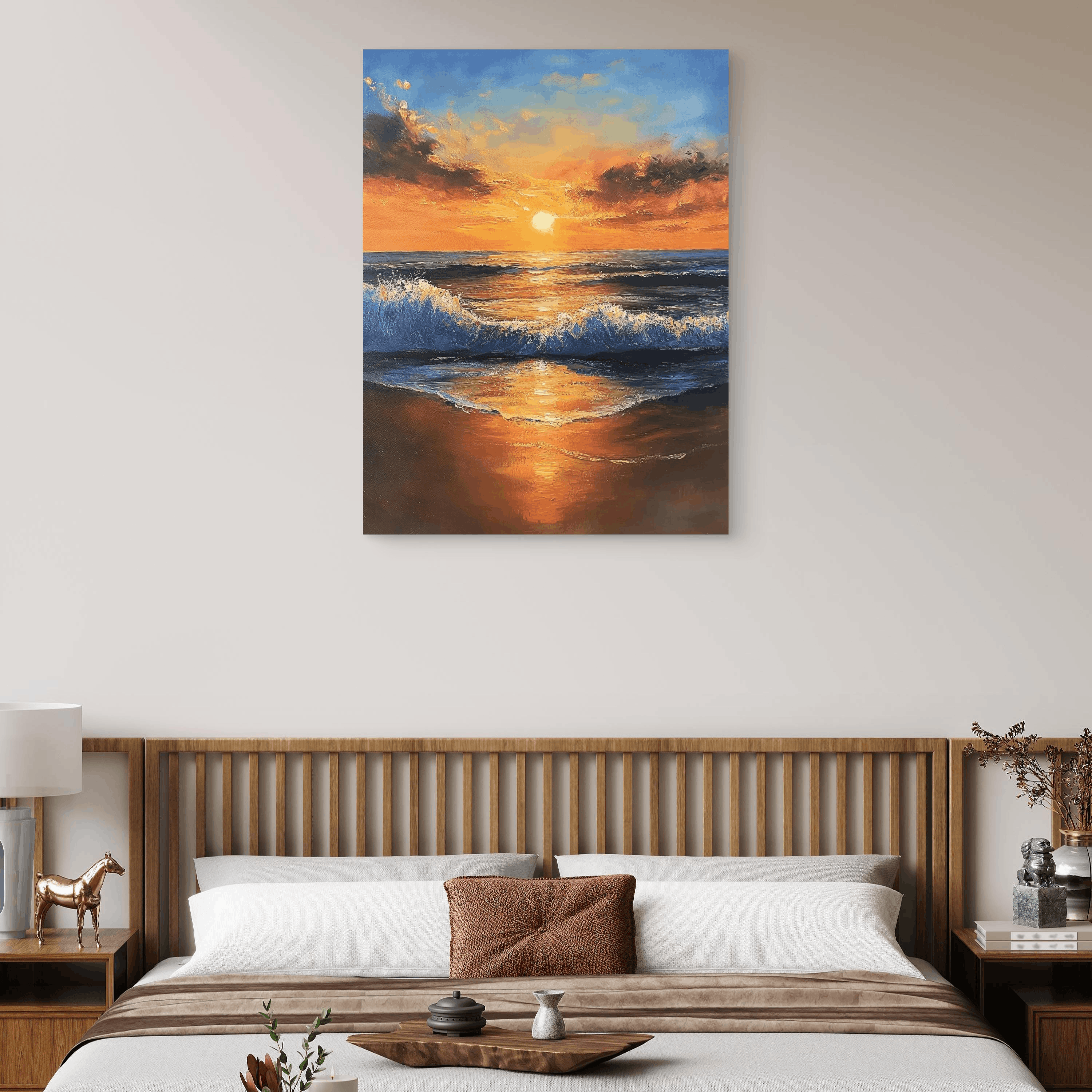 Alivia-Arts GOLDENE RUHE – Sonnenaufgang am Meer - Leinwand