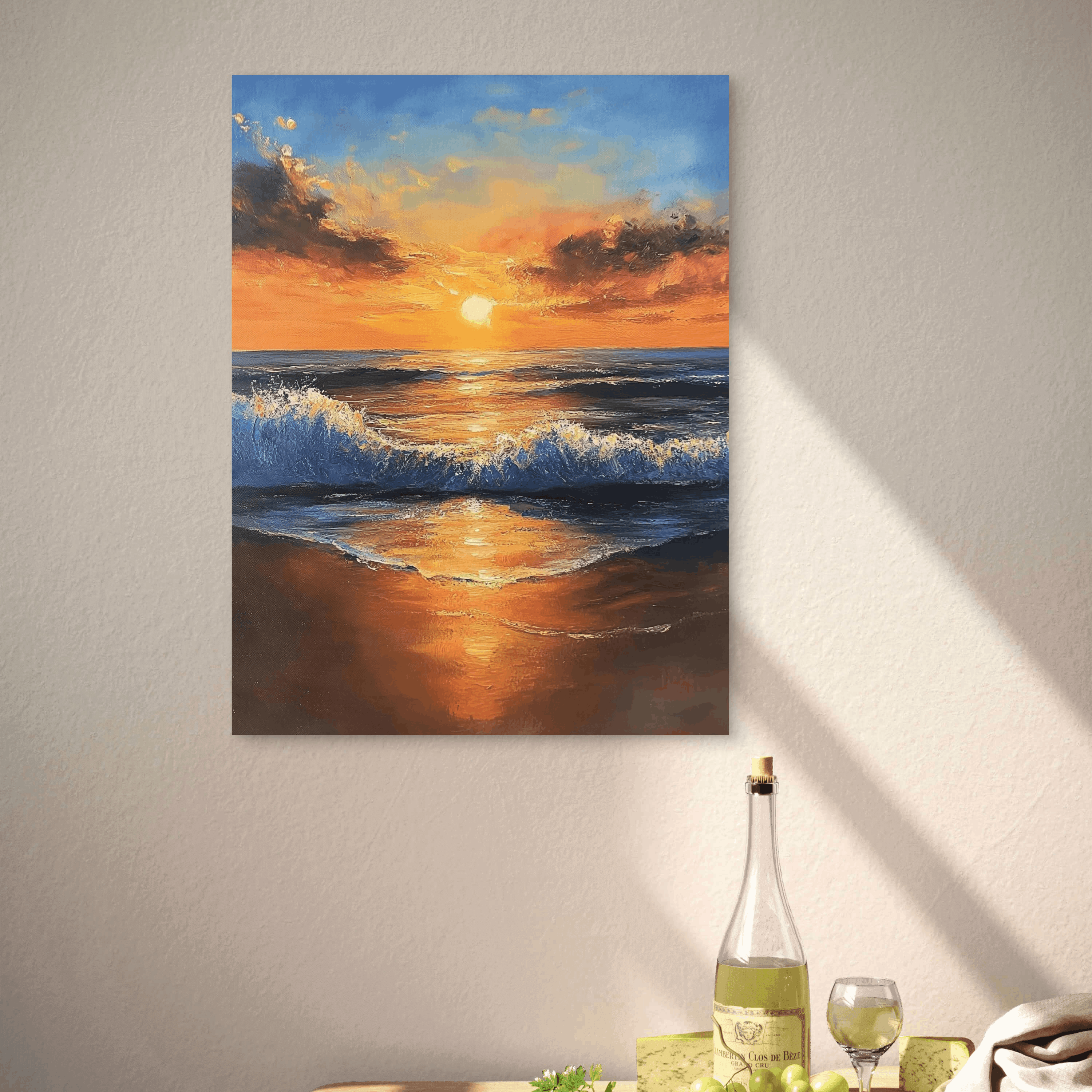 Alivia-Arts GOLDENE RUHE – Sonnenaufgang am Meer - Leinwand