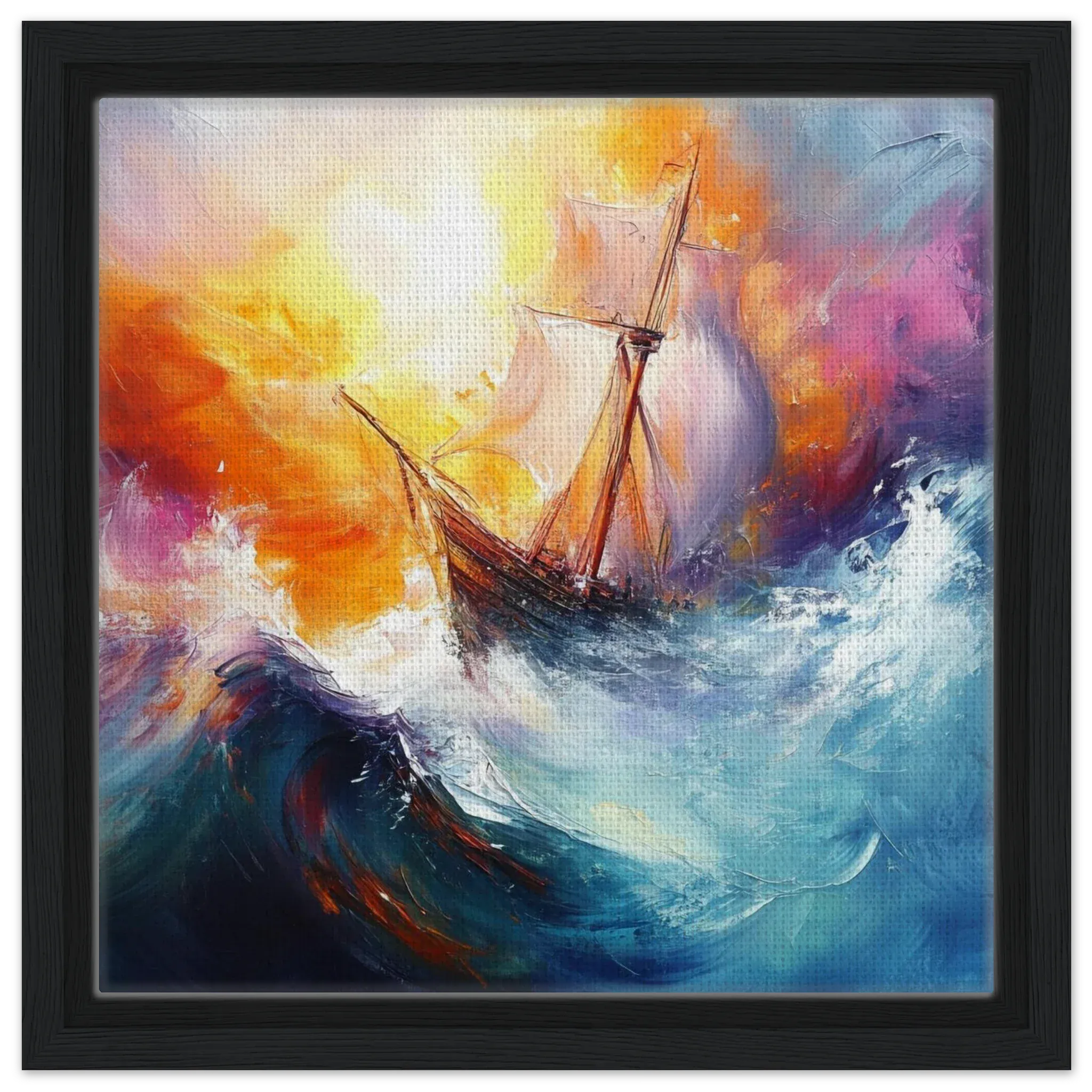 Alivia-Arts IM STURM GEBOREN – Abstrakte Seereise - Gerahmte Leinwand