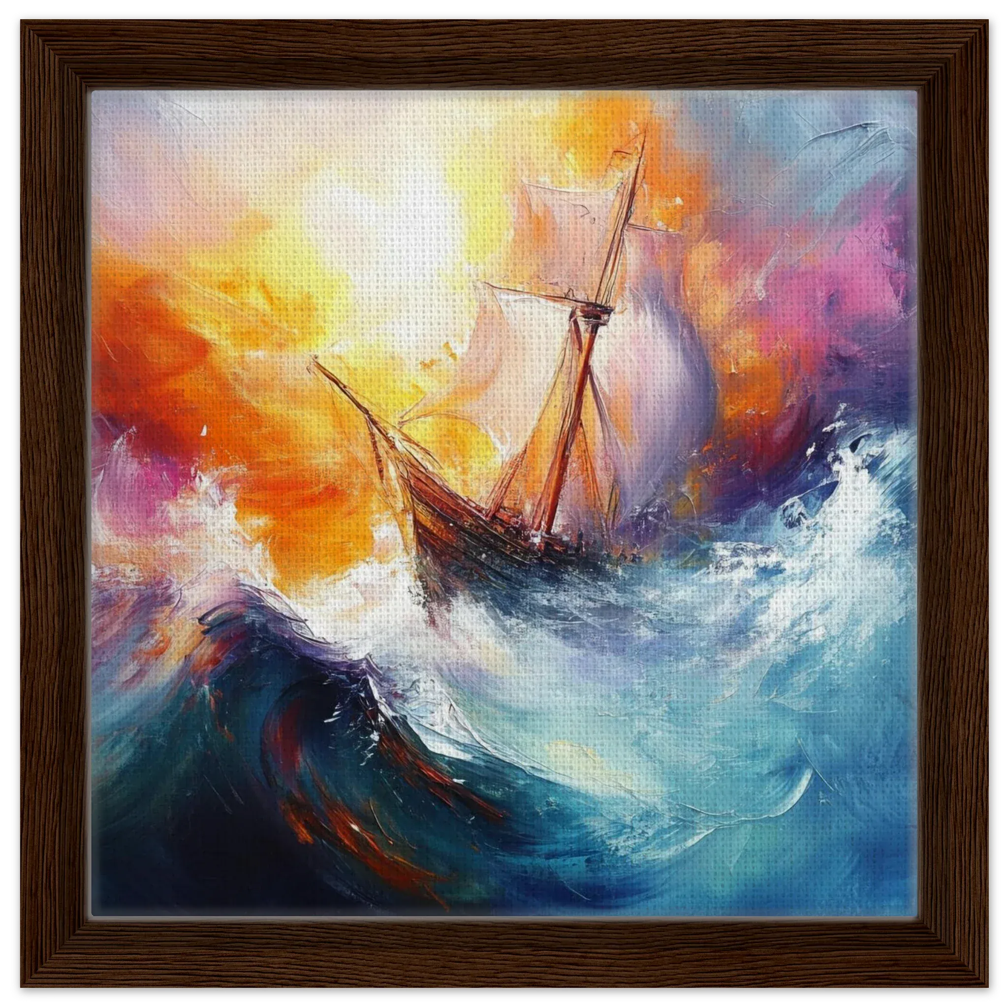 Alivia-Arts IM STURM GEBOREN – Abstrakte Seereise - Gerahmte Leinwand