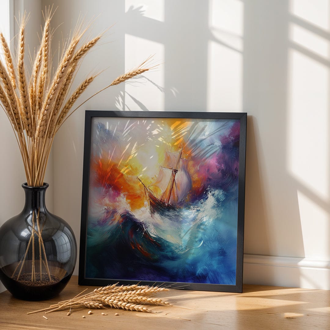 Alivia-Arts IM STURM GEBOREN – Abstrakte Seereise - Gerahmtes Poster