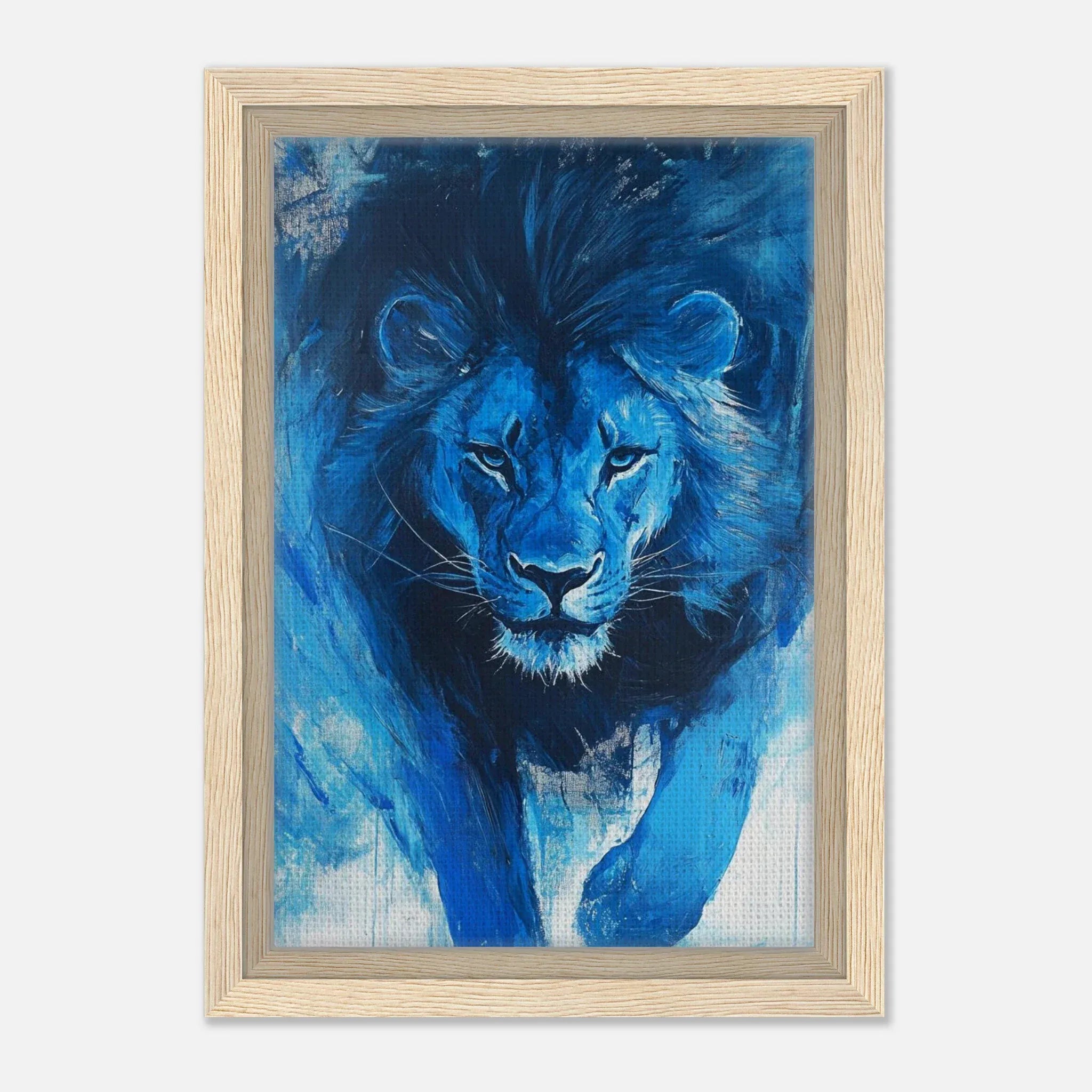 Alivia-Arts KÖNIG IN BLAU – Ausdrucksstarke Löwenkraft - Gerahmte Leinwand