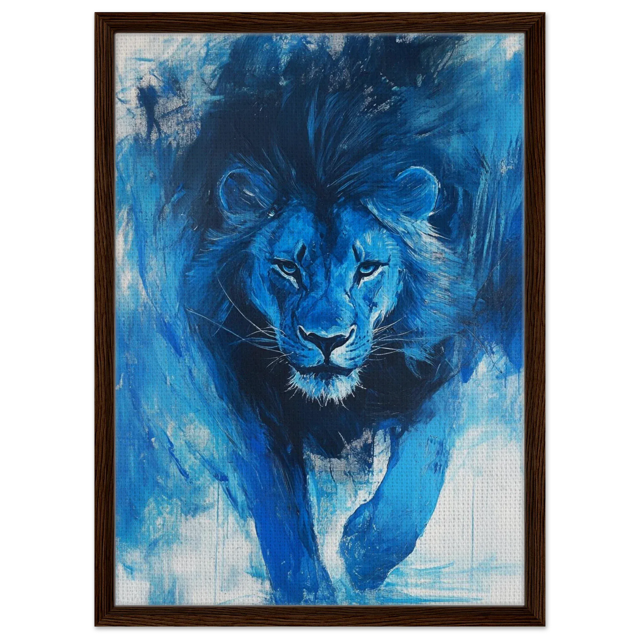 Alivia-Arts KÖNIG IN BLAU – Ausdrucksstarke Löwenkraft - Gerahmte Leinwand