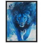 Alivia-Arts KÖNIG IN BLAU – Ausdrucksstarke Löwenkraft - Gerahmte Leinwand