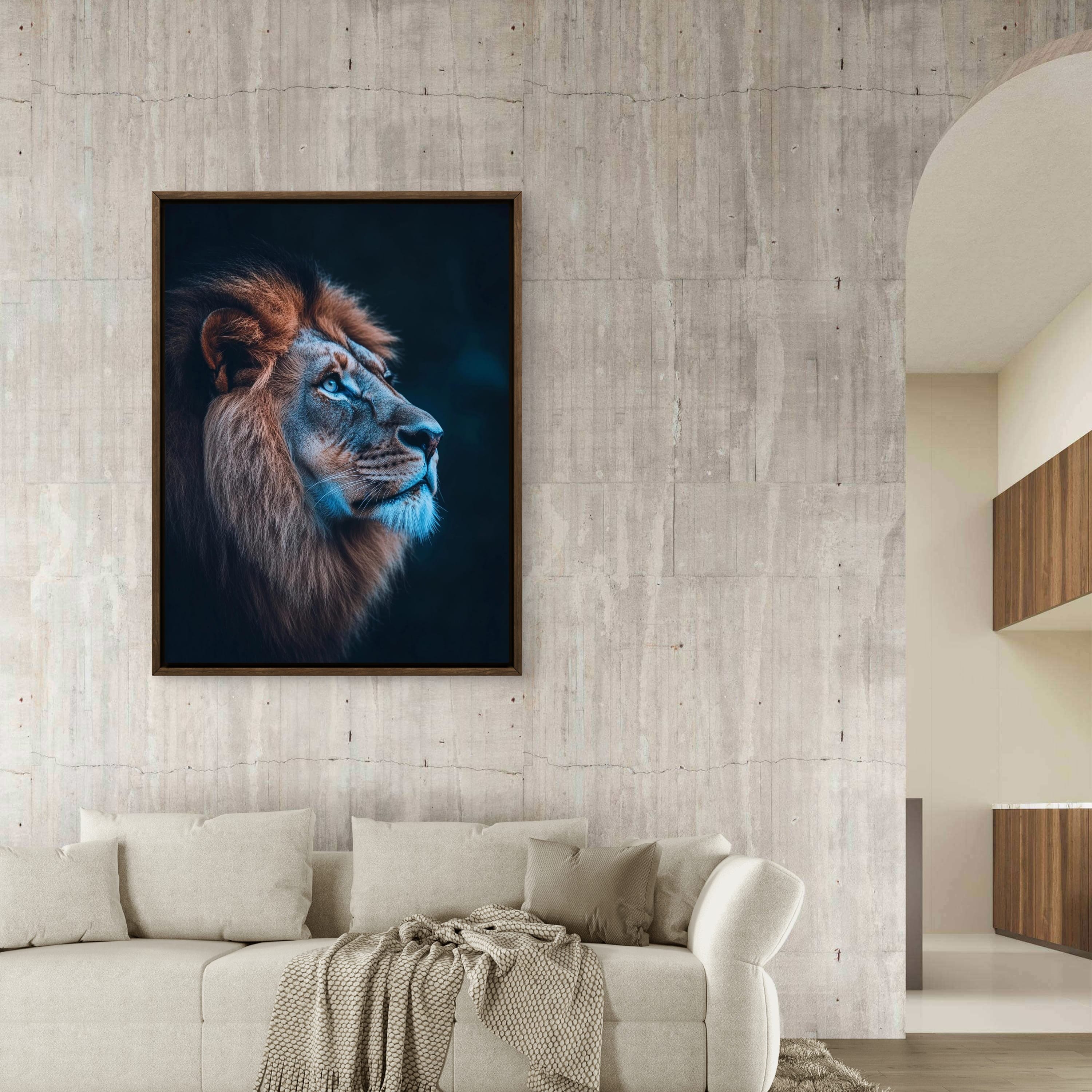 Alivia-Arts MAJESTÄT DES LICHTS – Der Blick eines Löwen - Gerahmtes Poster