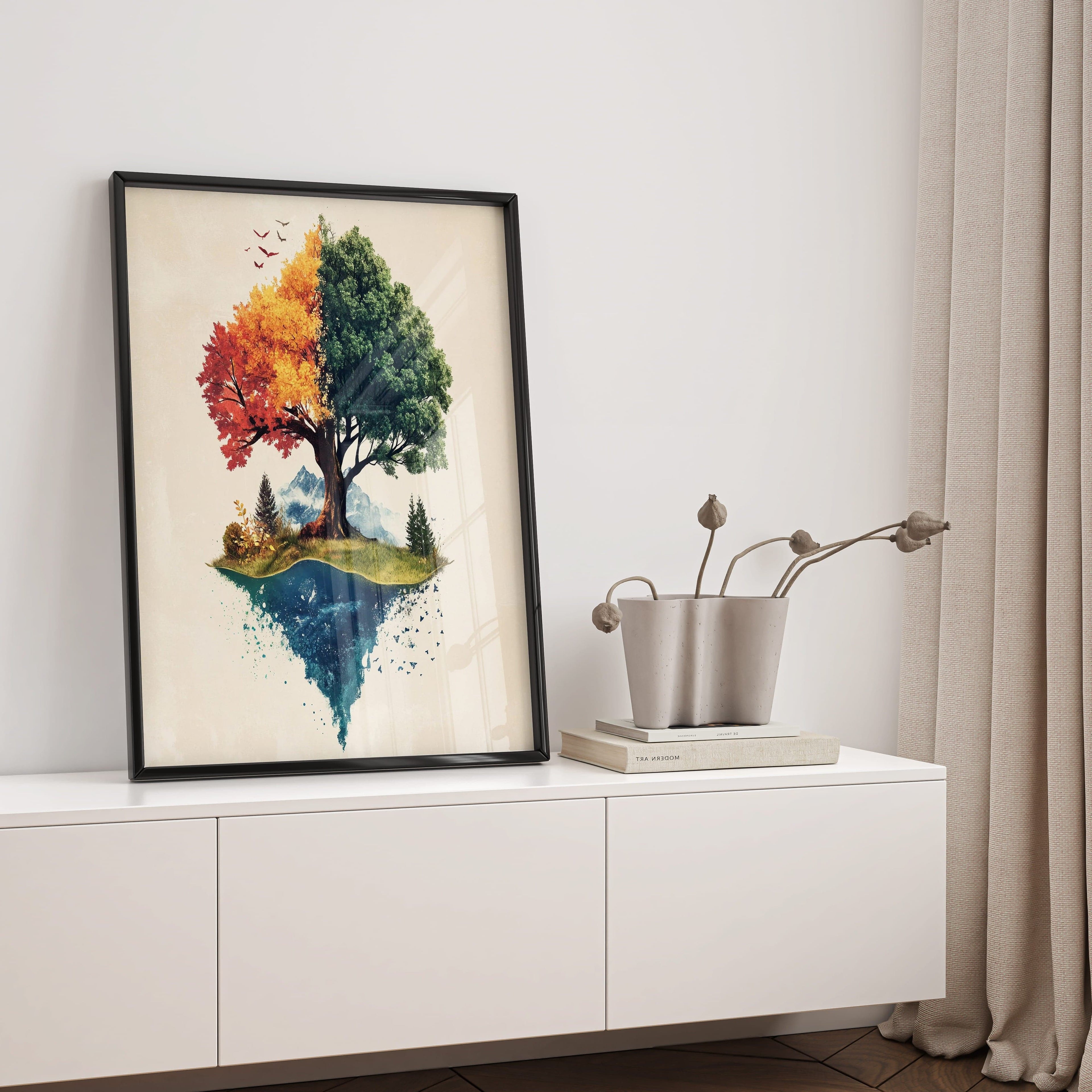 Alivia-Arts SEASONS WITHIN – Der Baum des Wandels - Gerahmtes Poster