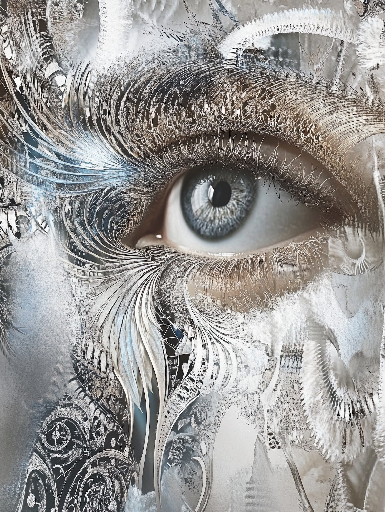 Alivia-Arts SILVER EYE – Blick aus einer anderen Welt - Gerahmte Leinwand