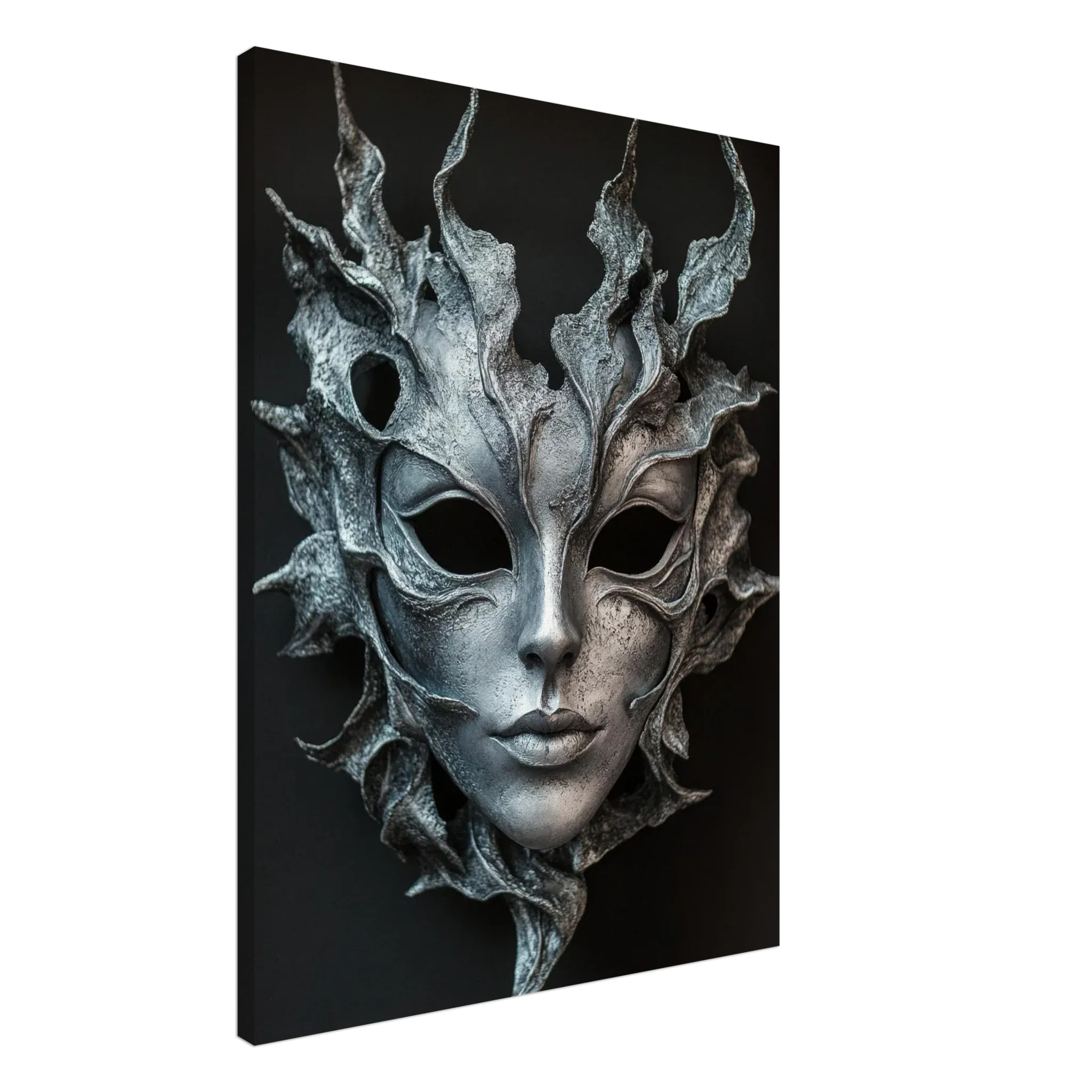 Alivia-Arts SILVER SHADE – Maske der Stille - Leinwand