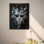 Alivia-Arts SILVER SHADE – Maske der Stille - Leinwand