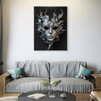 Alivia-Arts SILVER SHADE – Maske der Stille - Leinwand