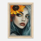 Alivia-Arts SONNENBLUMENKÖNIGIN - Abstraktes Frauenportrait - Gerahmte Leinwand