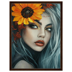 Alivia-Arts SONNENBLUMENKÖNIGIN - Abstraktes Frauenportrait - Gerahmte Leinwand