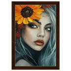 Alivia-Arts SONNENBLUMENKÖNIGIN - Abstraktes Frauenportrait - Gerahmte Leinwand