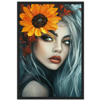 Alivia-Arts SONNENBLUMENKÖNIGIN - Abstraktes Frauenportrait - Gerahmtes Poster