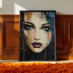 Alivia-Arts STILL UND STARK - Abstraktes Frauenportrait - Gerahmte Leinwand