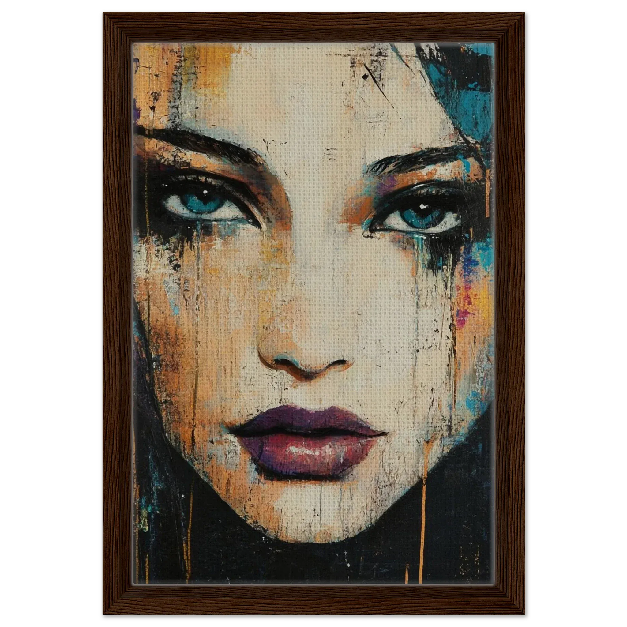 Alivia-Arts STILL UND STARK - Abstraktes Frauenportrait - Gerahmte Leinwand