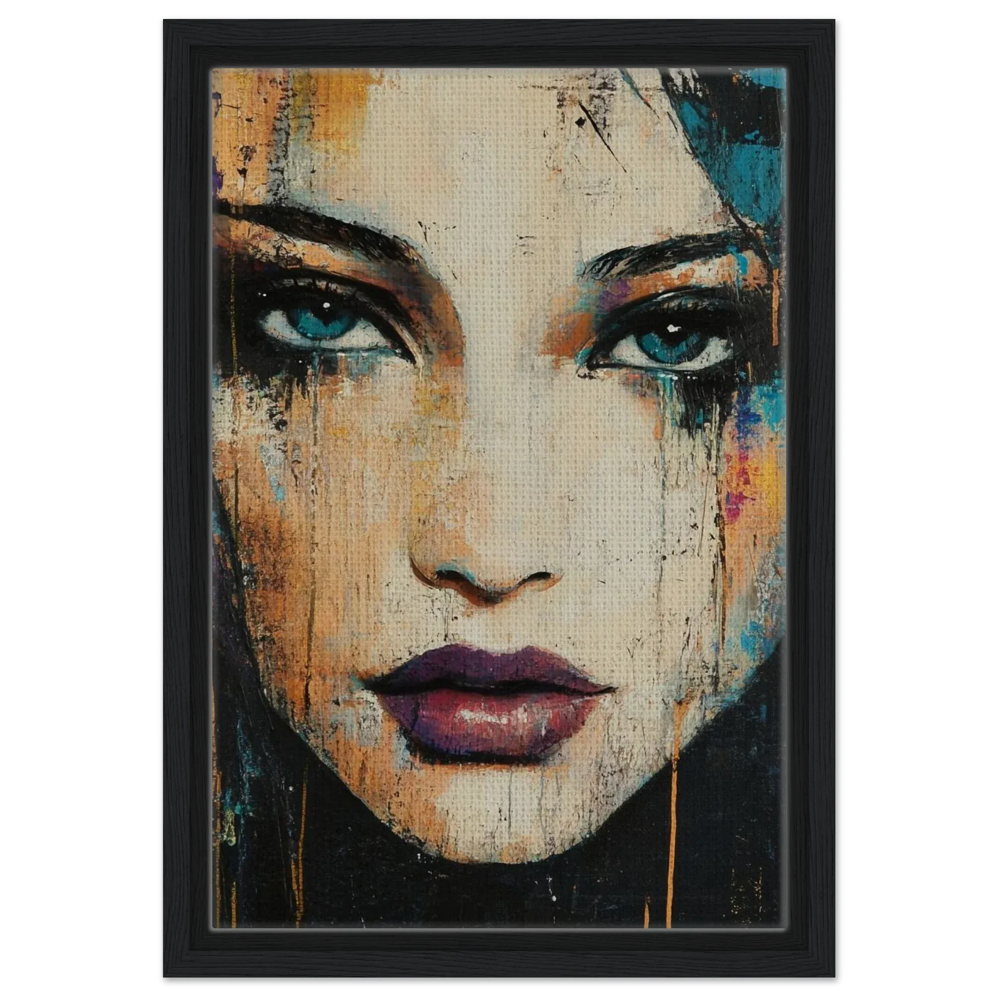 Alivia-Arts STILL UND STARK - Abstraktes Frauenportrait - Gerahmte Leinwand