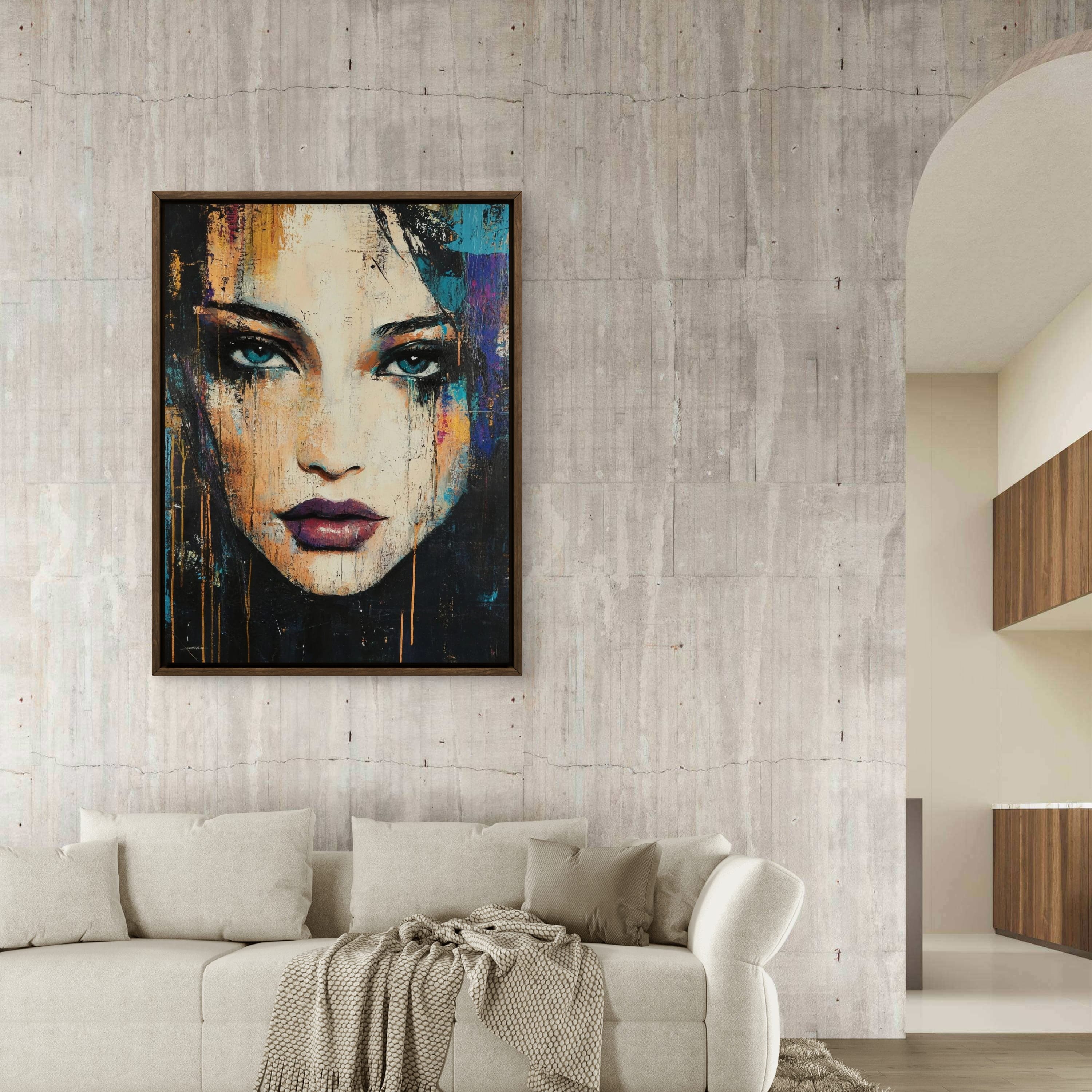 Alivia-Arts STILL UND STARK - Abstraktes Frauenportrait - Gerahmtes Poster