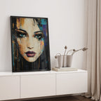 Alivia-Arts STILL UND STARK - Abstraktes Frauenportrait - Gerahmtes Poster