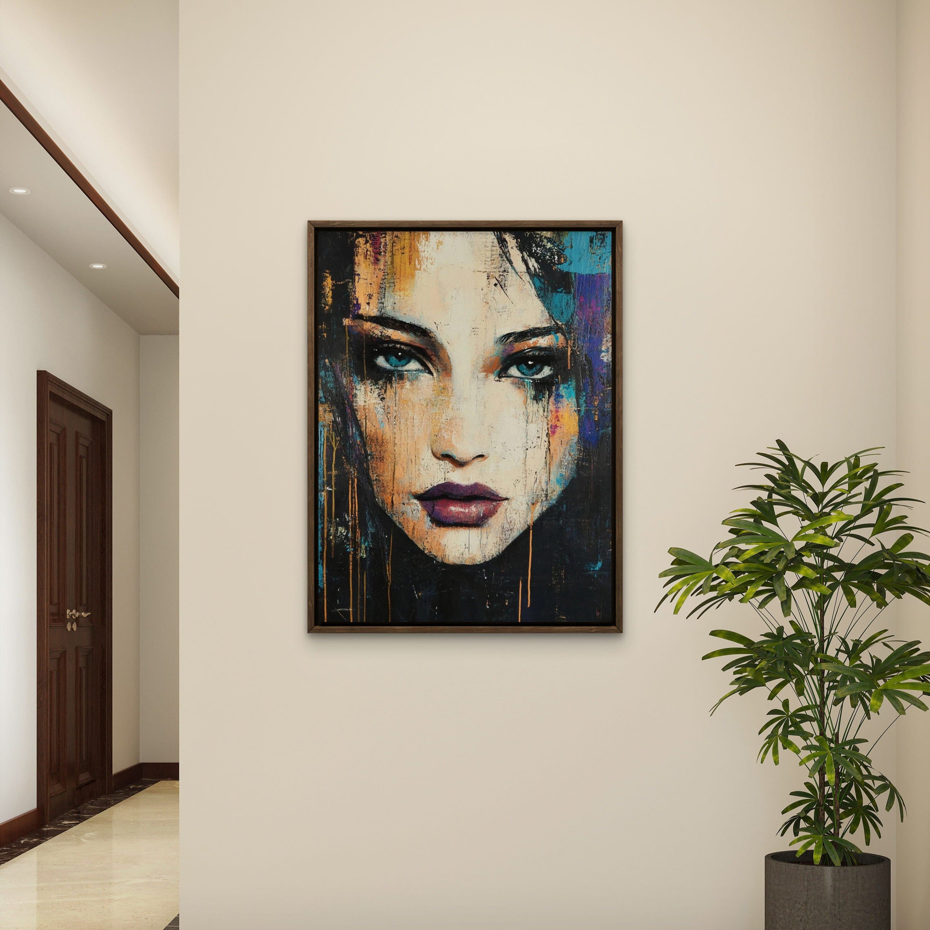 Alivia-Arts STILL UND STARK - Abstraktes Frauenportrait - Gerahmtes Poster