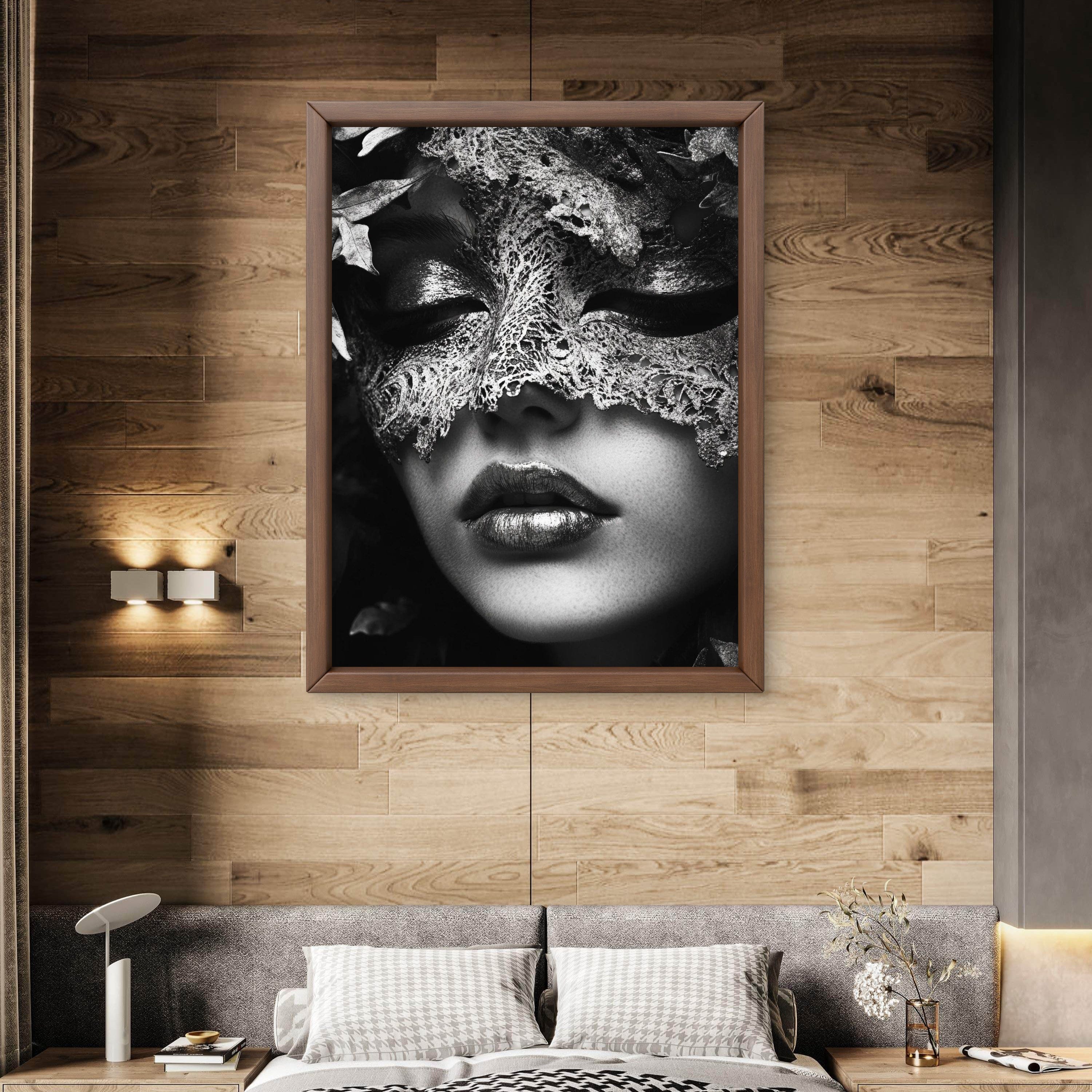 Alivia-Arts VELVET SECRET – Die Maske des Verborgenen - Gerahmte Leinwand