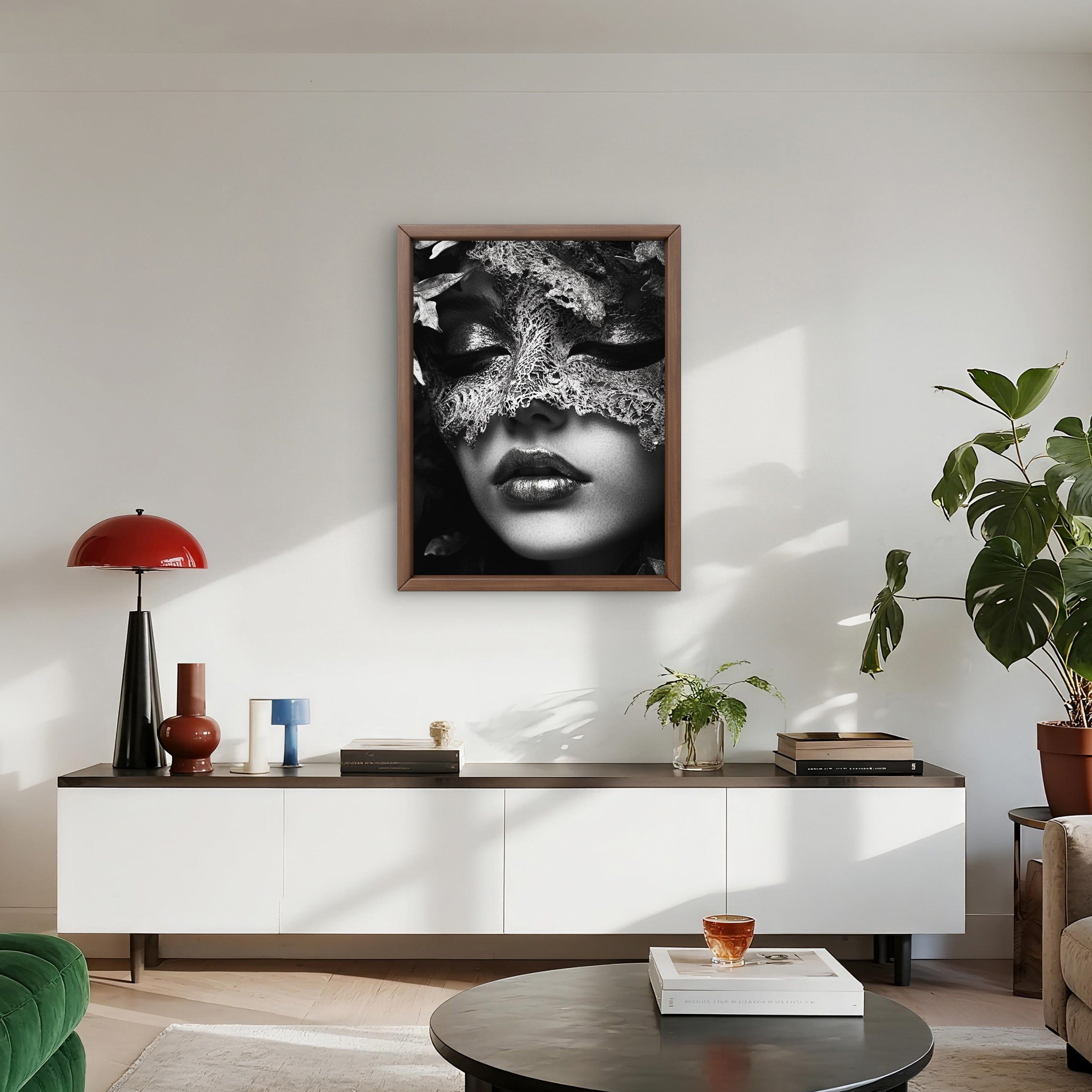 Alivia-Arts VELVET SECRET – Die Maske des Verborgenen - Gerahmte Leinwand