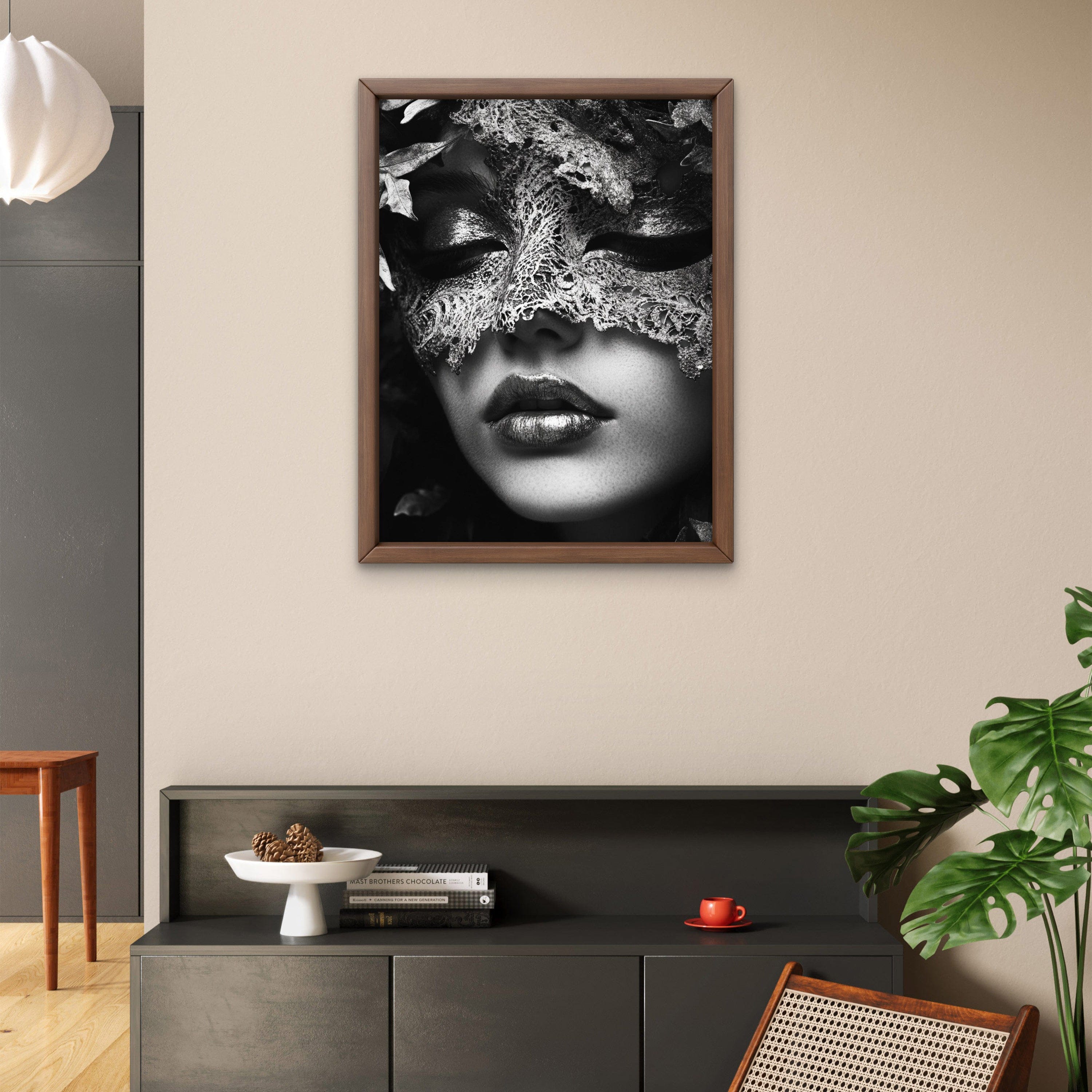 Alivia-Arts VELVET SECRET – Die Maske des Verborgenen - Gerahmte Leinwand