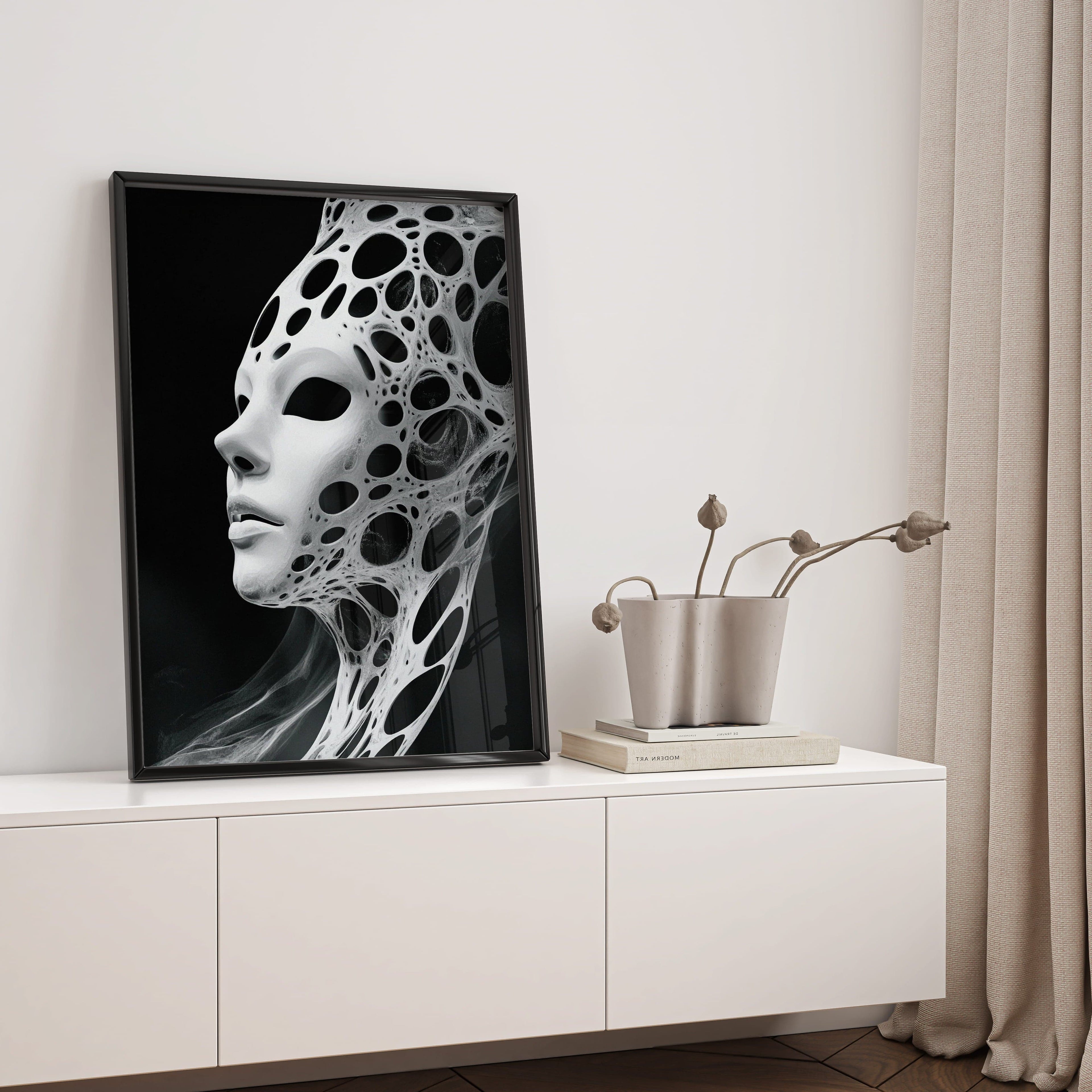 Alivia-Arts VOID VESSEL - Maske der Leere - Gerahmtes Poster