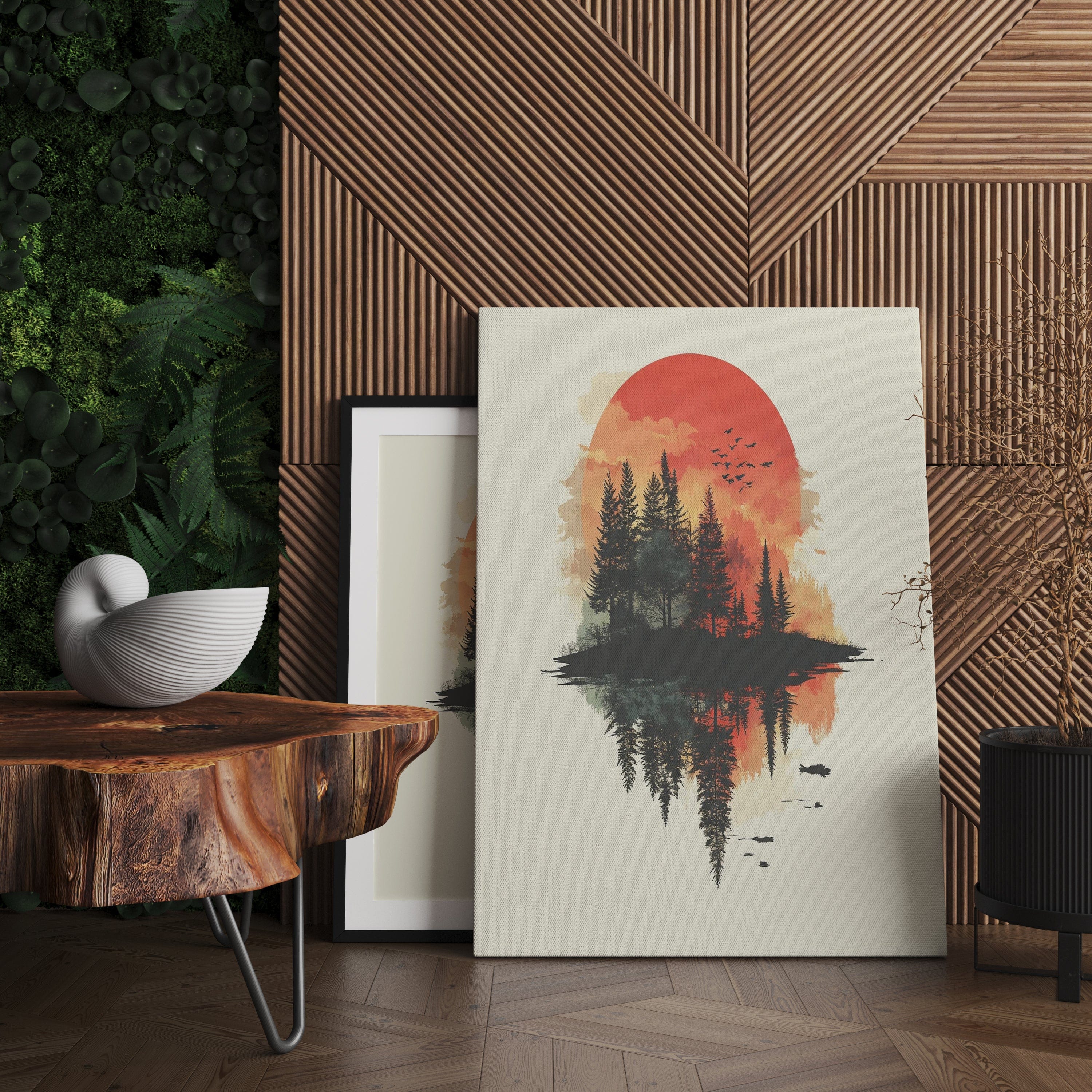 Alivia-Arts WALD IN FLAMMEN – Natur im Spiegel der Stille - Gerahmte Leinwand