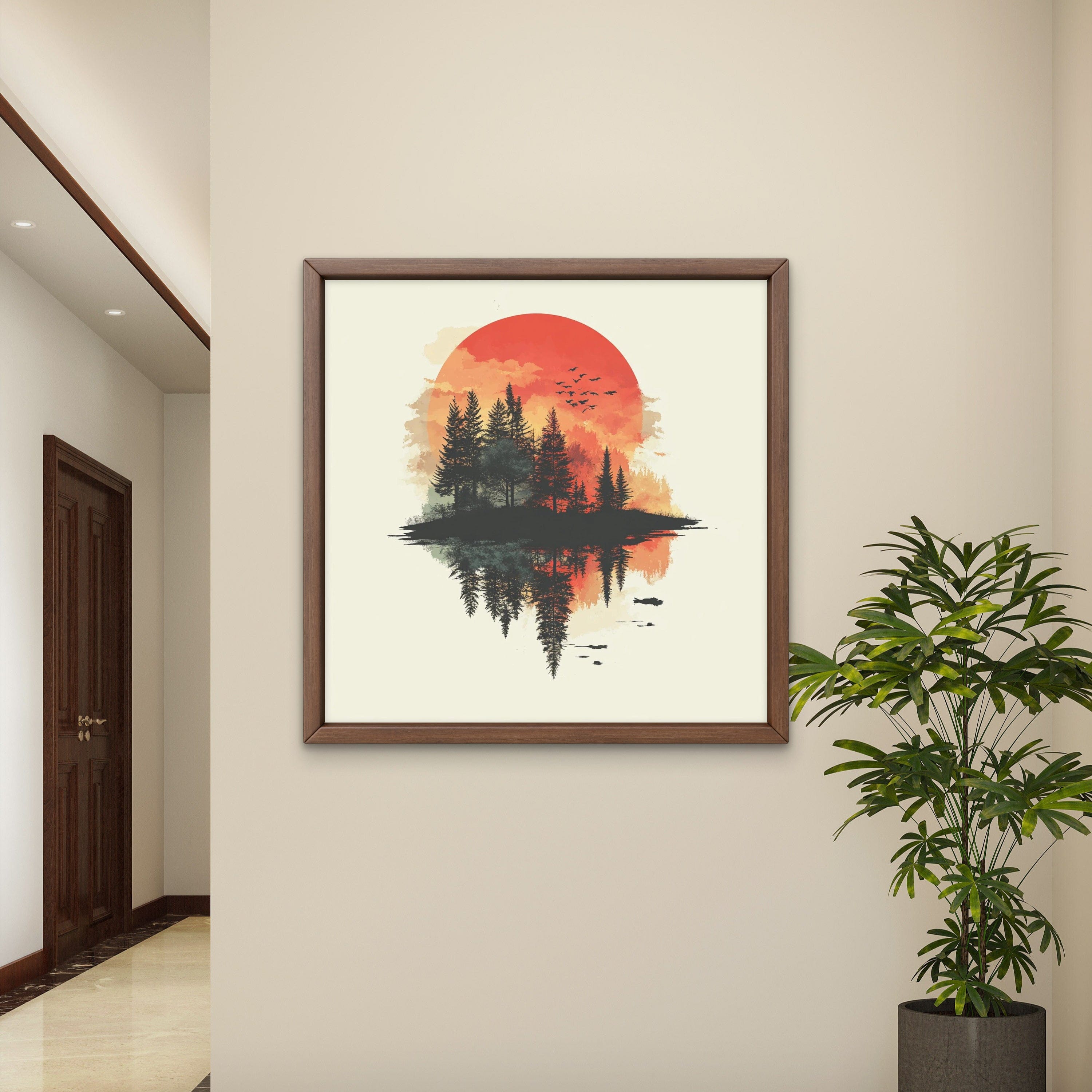 Alivia-Arts WALD IN FLAMMEN – Natur im Spiegel der Stille - Gerahmtes Poster