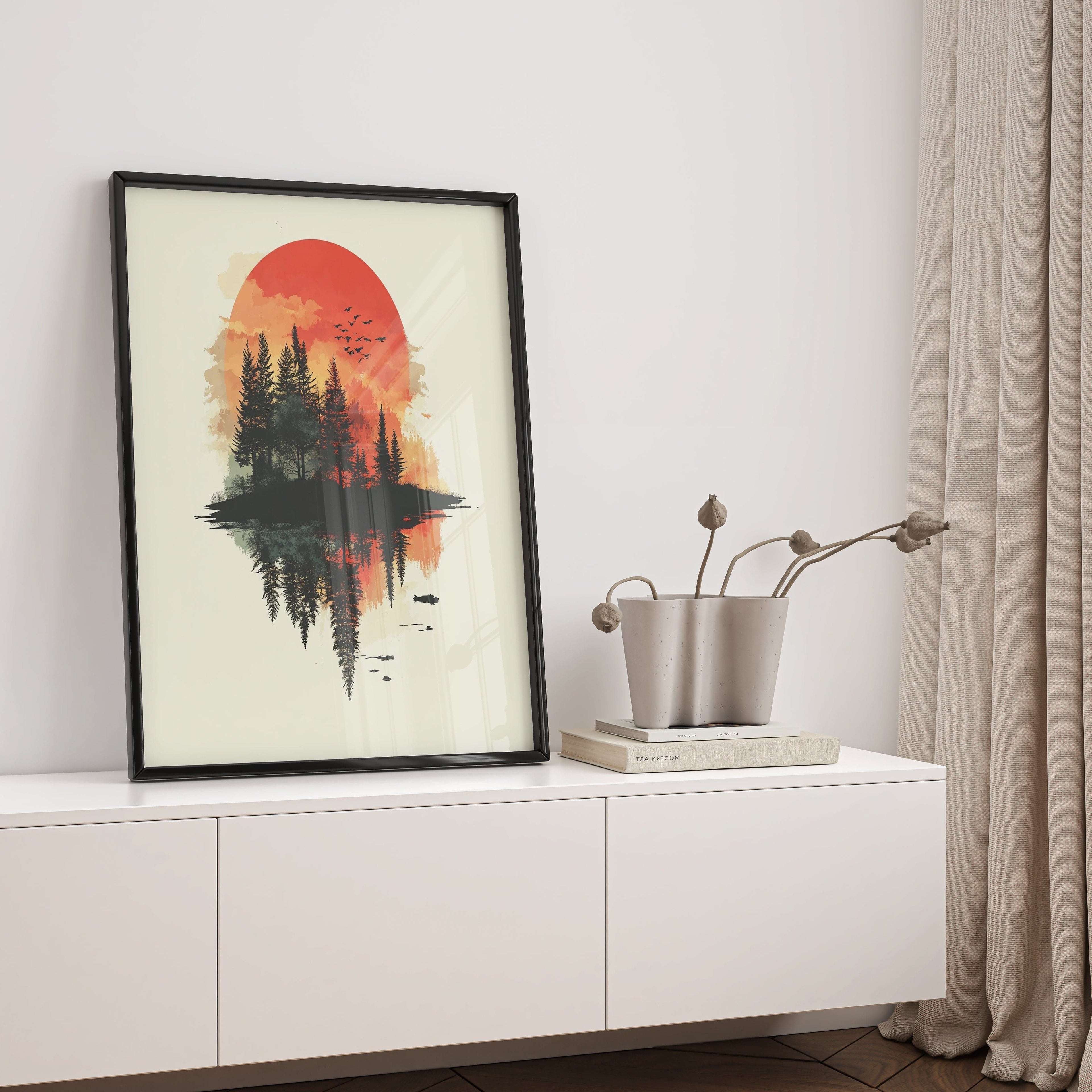 Alivia-Arts WALD IN FLAMMEN – Natur im Spiegel der Stille - Gerahmtes Poster