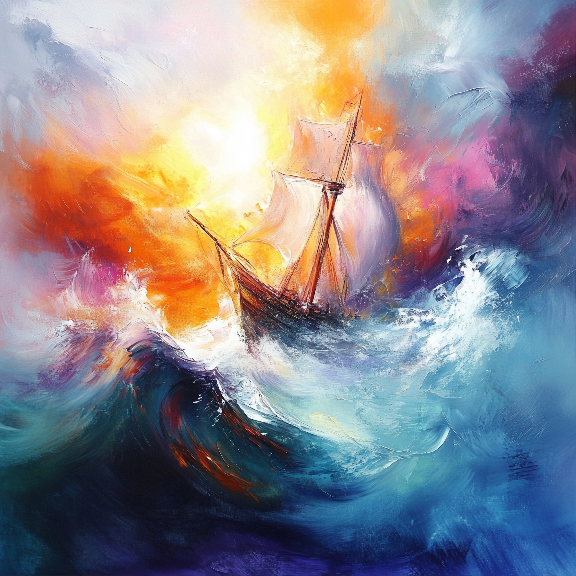 Im Sturm geboren – Abstrakte Seereise - Gerahmtes Poster