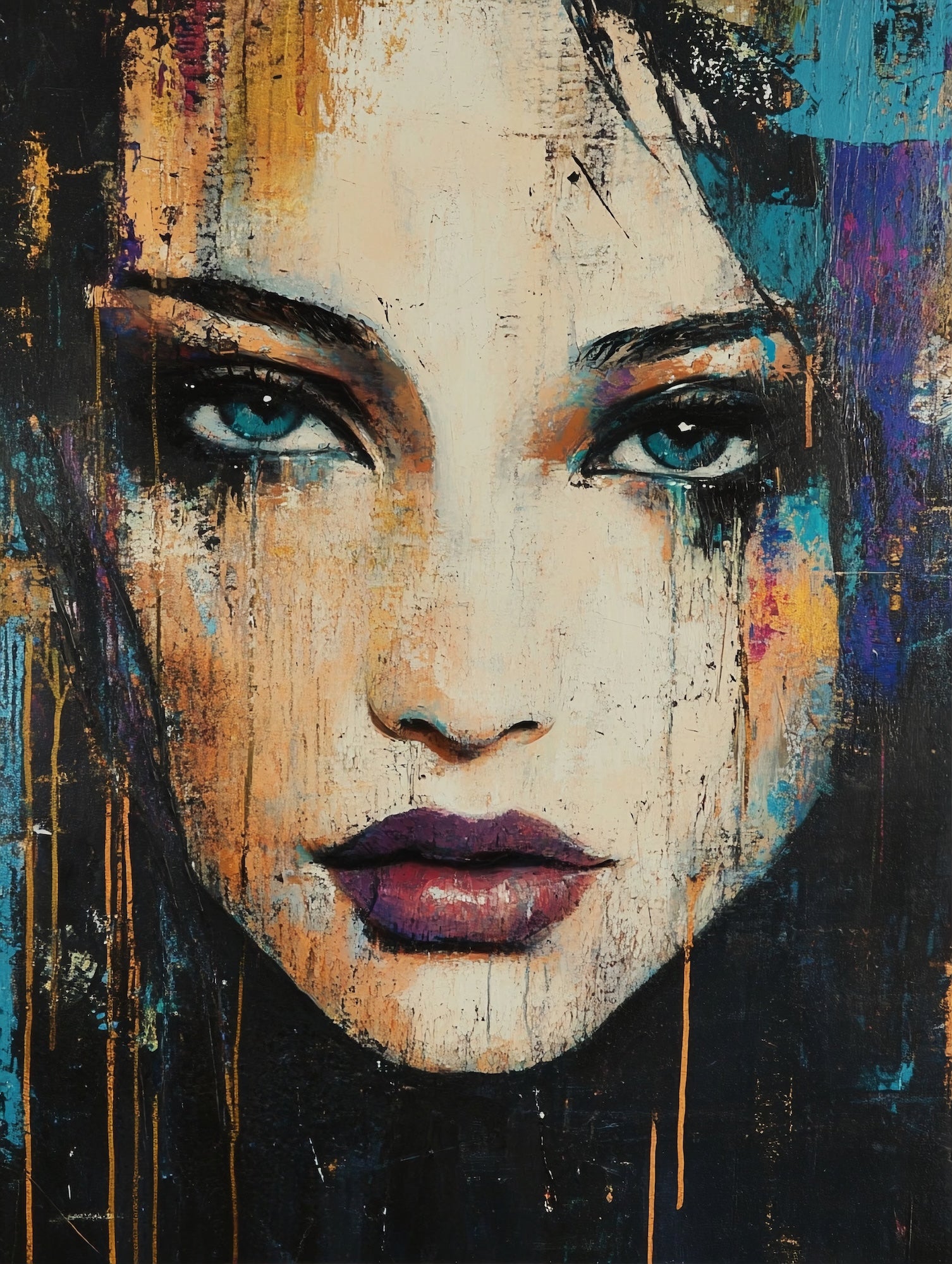 „Still und Stark“ - Abstraktes Frauenportrait - Leinwand